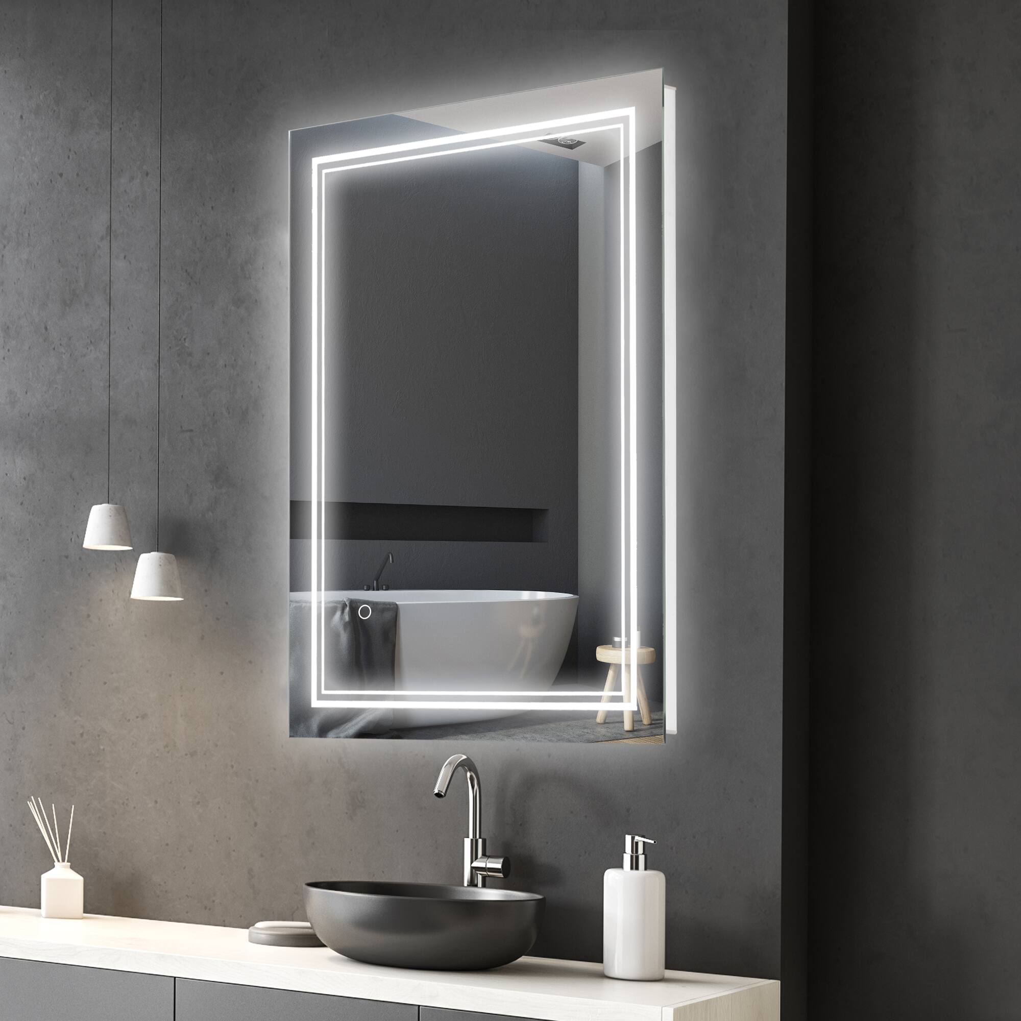 Alt View 1. Homcom - 32"x24" LED Bathroom Mirror, Lighted Vanity Mirror, Wall Mounted with Smart Touch Button, Waterproof, Plug-in.
