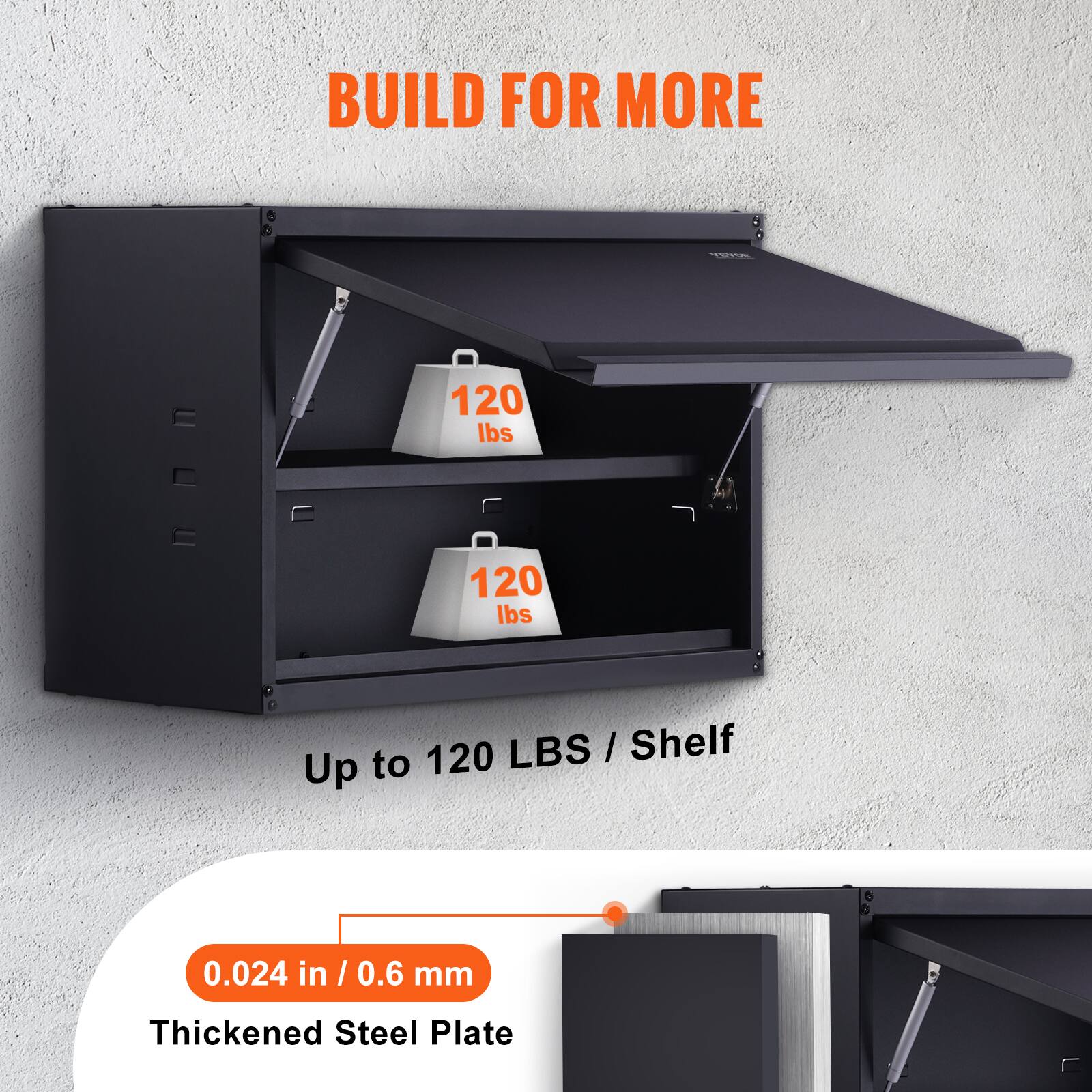 BUILD FOR MORE

Up to 120 LBS / Shelf

0.024 in / 0.6 mm Thickened Steel Plate