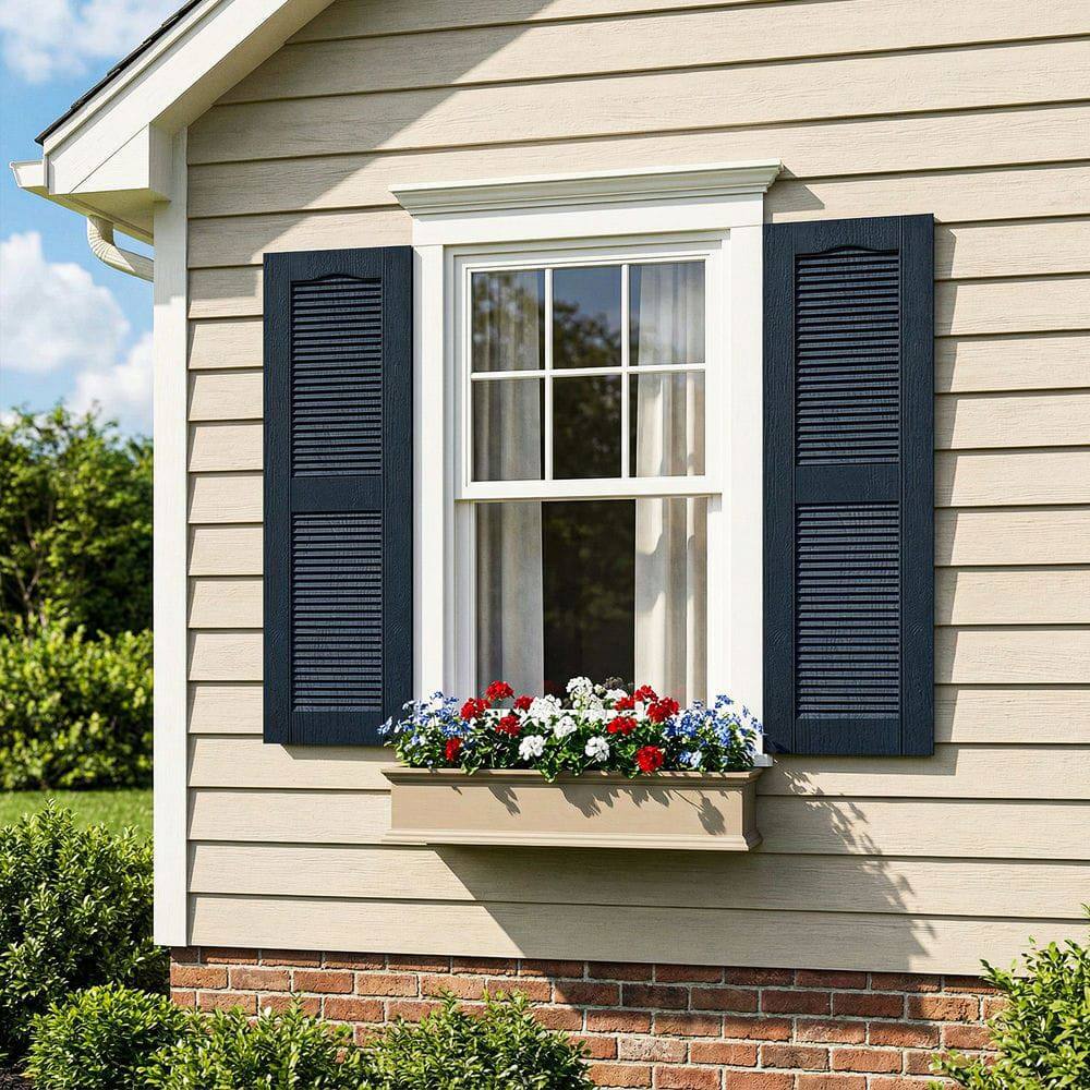 Alt View 4. Kadyn - Decorative Faux Shutters, Sturdy, Hassle-Free Design for Indoor & Outdoor Use, 14"x35", Blue - Blue.