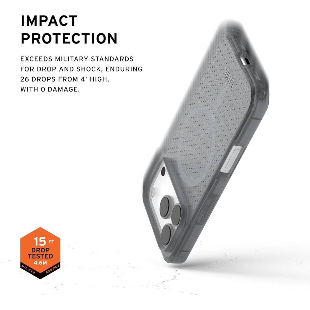 Back. PARKER SLATER - iPhone 17 Pro MagSafe Case, Translucent Military-Grade Protection (Ash) - Black.