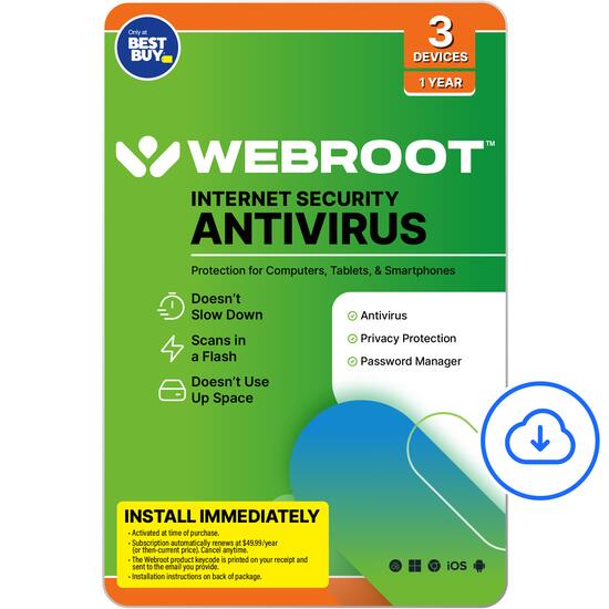 Webroot Internet Security with Antivirus Protection (3 Devices) (6