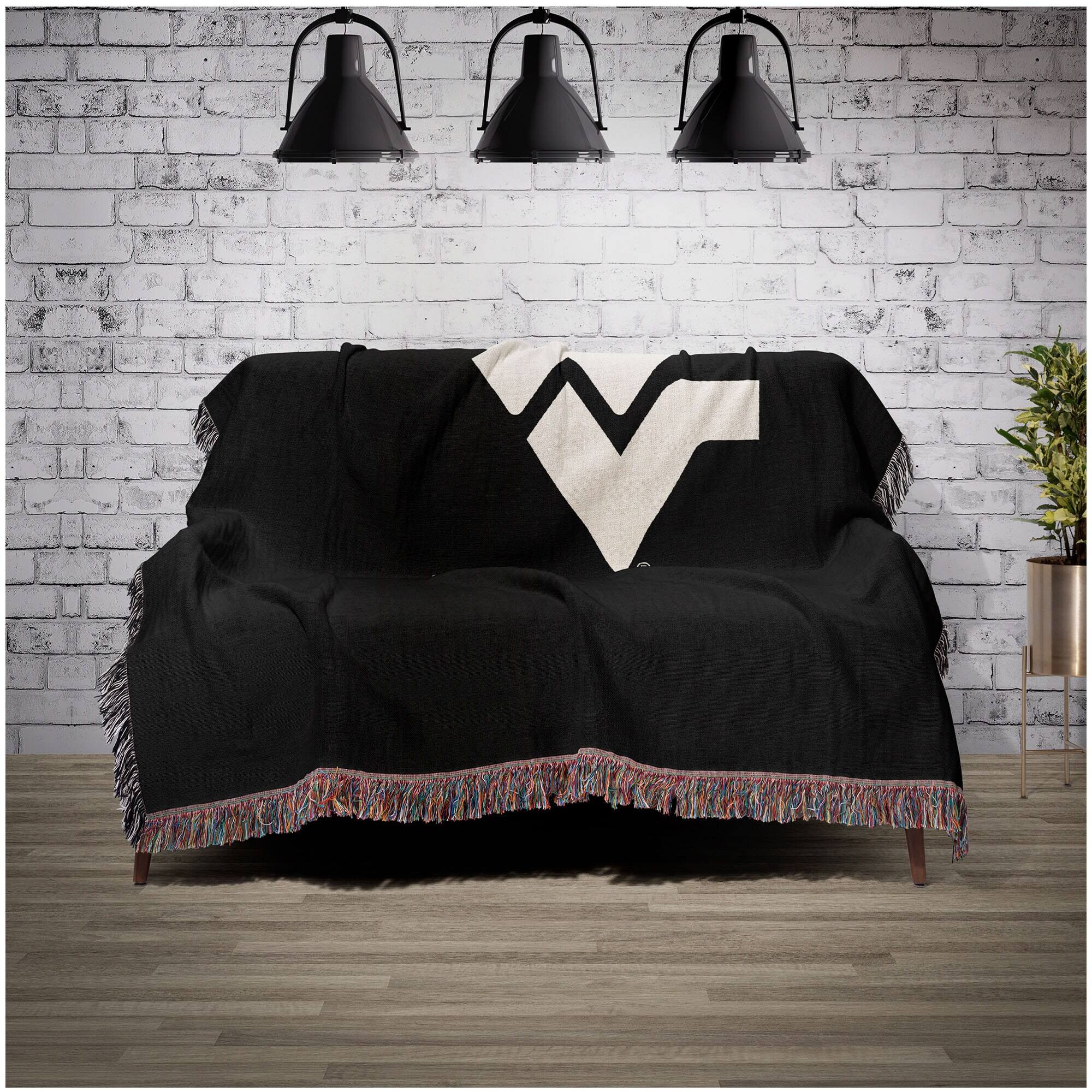 Alt View 1. Chad & Jake - West Virginia Mountaineers Woven Blanket - Black.