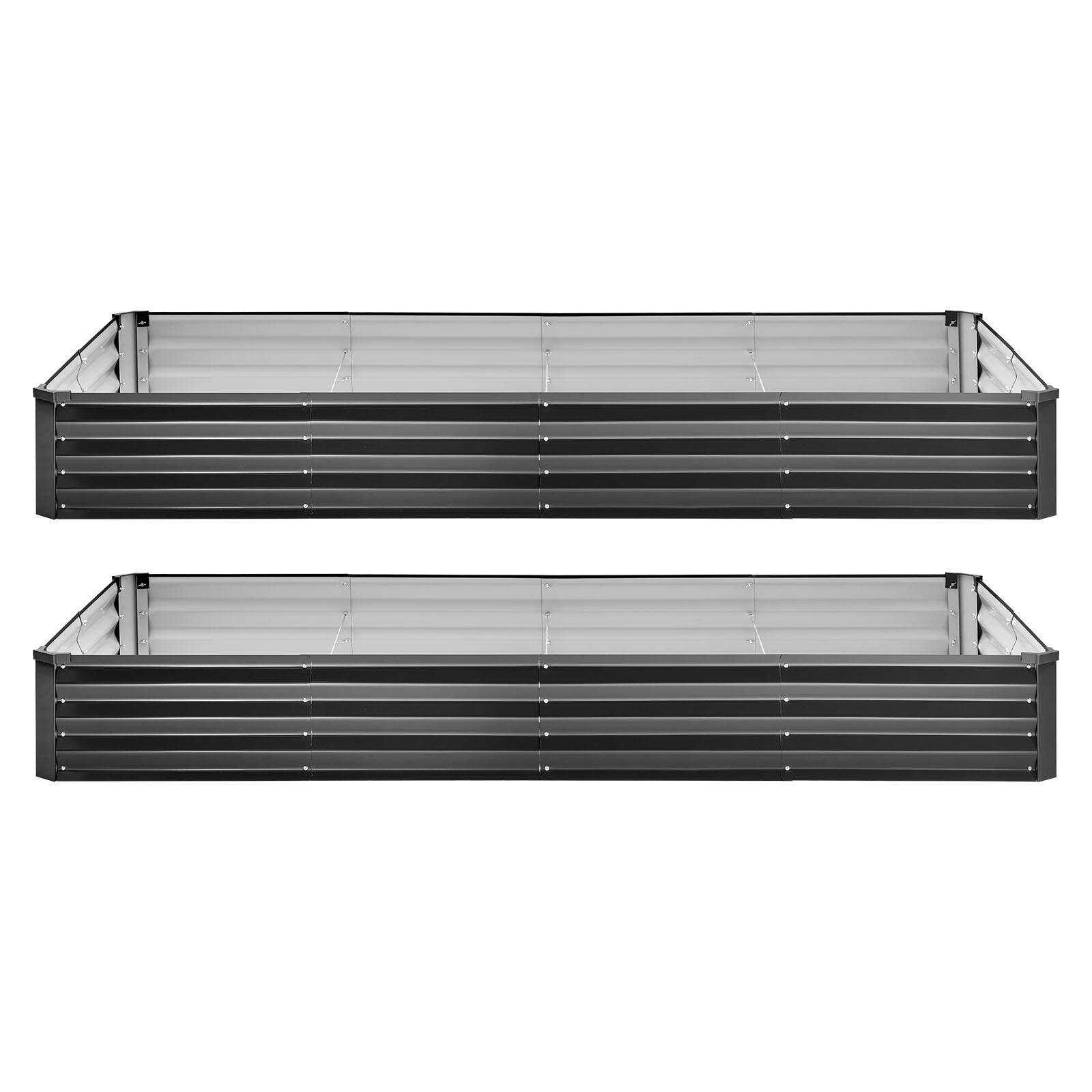Alt View 5. VEVOR - 2 Pack Galvanized Raised Garden Beds, 8 x 4 x 1 ft, Rectangular Metal Planter Boxes Kit Outdoor - Dark Gray.