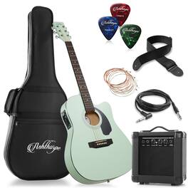Ashthorpe - 41-in Thinline Cutaway Acoustic Electric Guitar with 10 Watt Amp - Mint Green