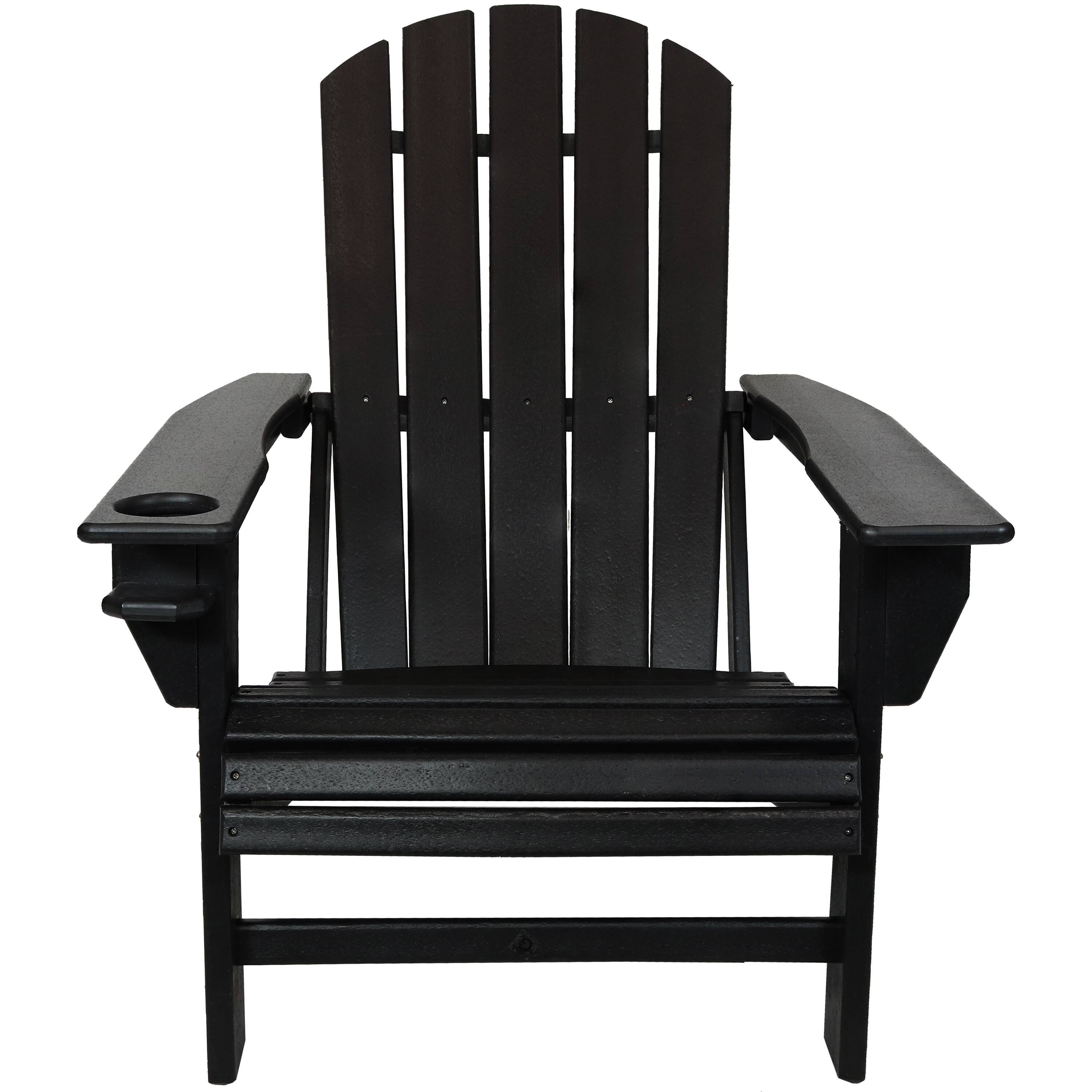 Alt View 7. Sunnydaze - Lake Style Adirondack Chair with Cup Holder - Black.