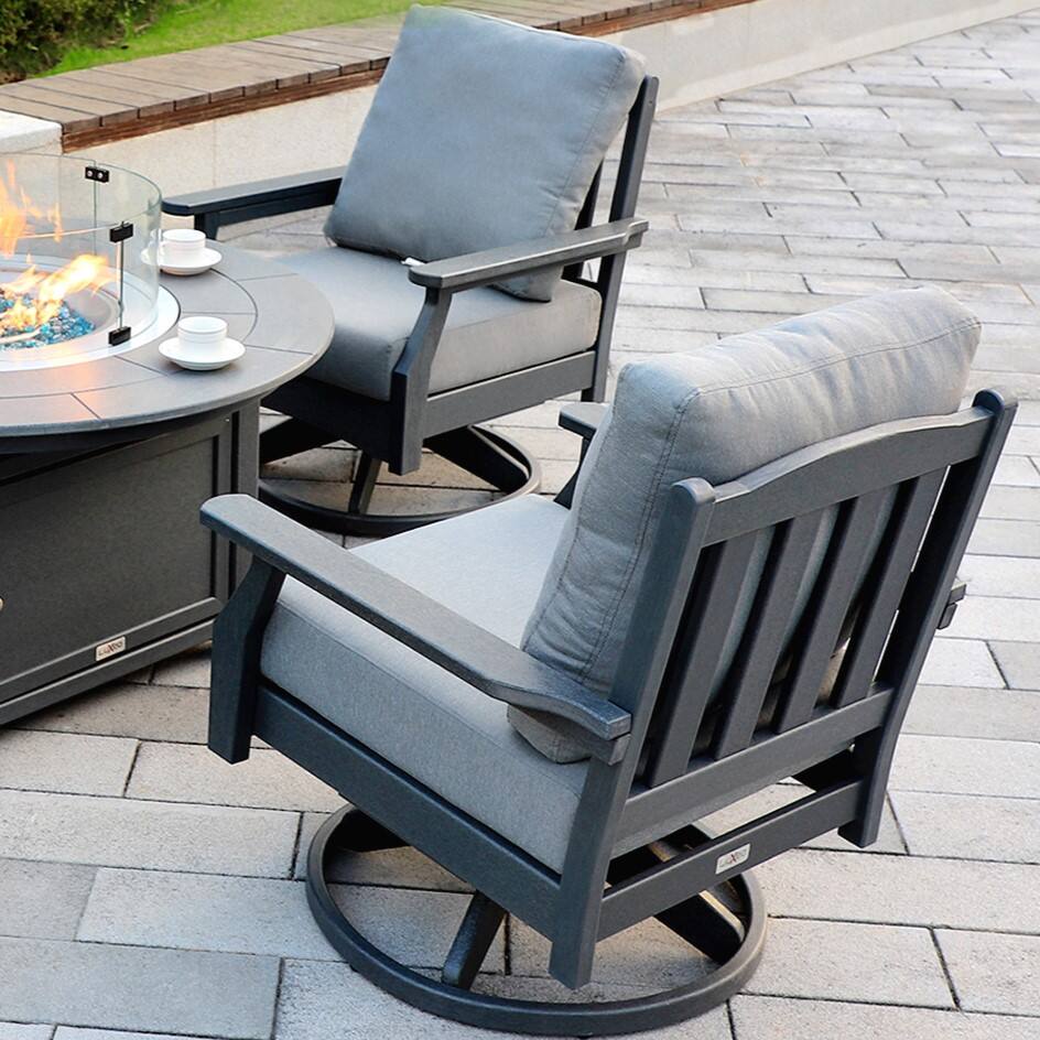 Angle. LuXeo - Aspen Rock/Swivel Deep Seating Chairs-Gray/Gray Cushion (Set of 2) - Gray/Gray Cushion.