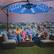 Alt View 2. Costway - 10 Ft Patio Solar LED Offset Umbrella 40 Lights Crank Cross Base - Blue.