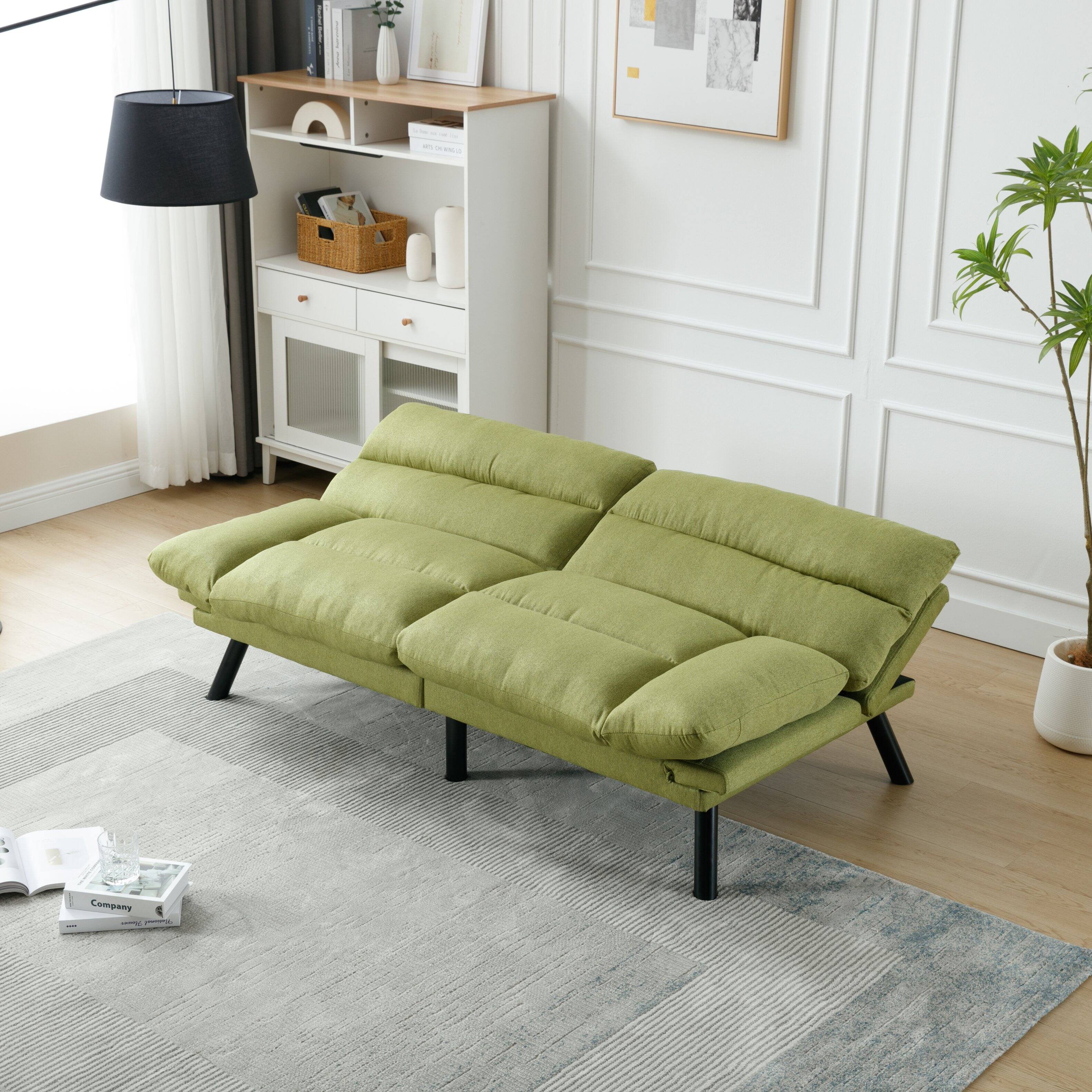 Back. Tiramisubest - Bedroom furniture,Living room furniture,sofa with thick cushion,Sofa bed,Sleeper sofa with metal feet,Green - Green.