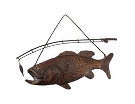 Zeckos - Rustic Finish Largemouth Bass Metal Wall Hanging - Brown