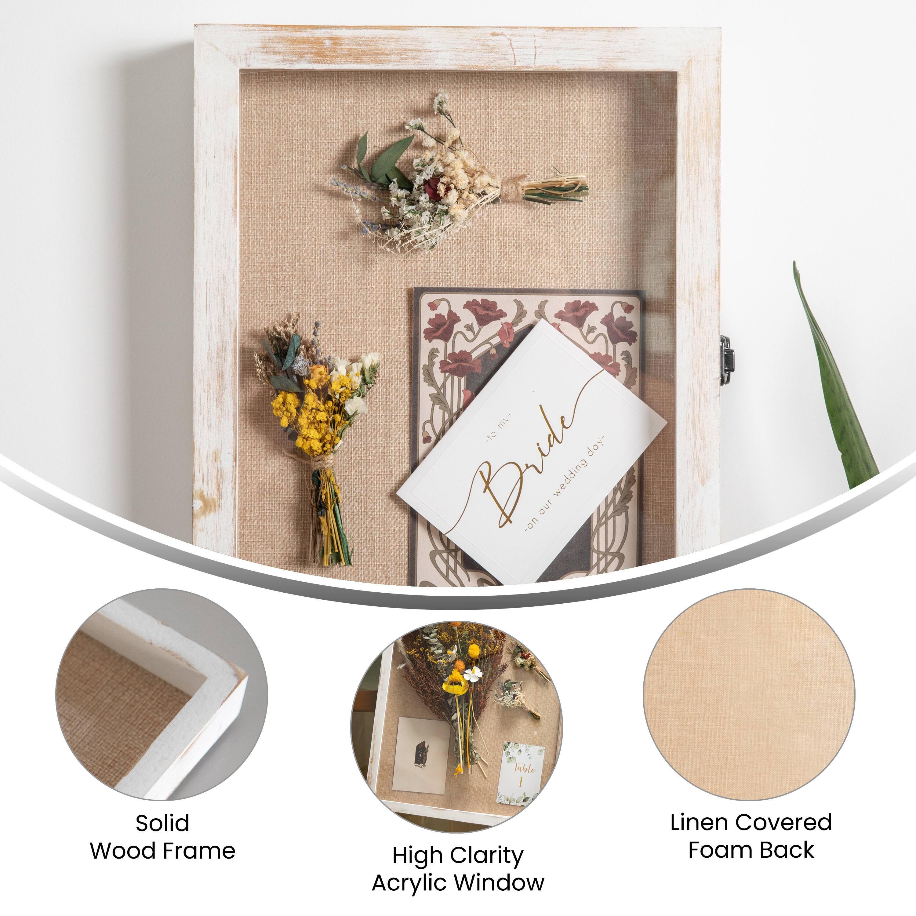 Bride 10 day- Bouquet on Palletle I Solid Wood Frame High Clarity Acrylic Window Linen Covered Foam Back
