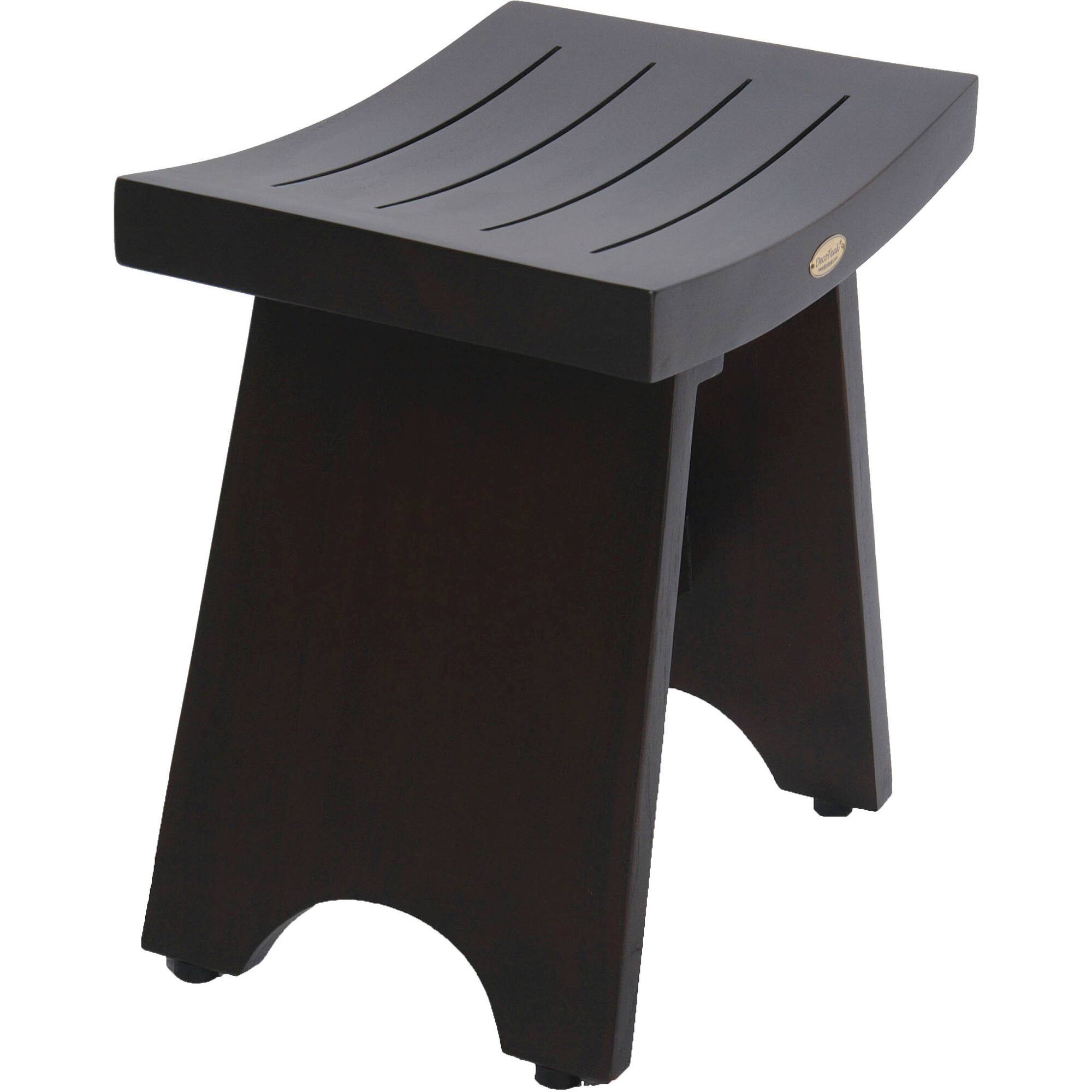 Angle. DecoTeak - DecoTeak® Serenity® 18" Teak Wood Shower Bench in Woodland Brown Finish - Woodland Brown.