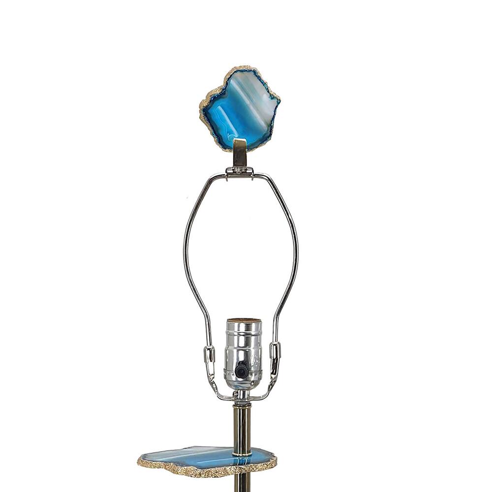 Alt View 3. Akoasm - 29.5in. H Blue and White Agate Slice Table Lamp with Marble Base for Living Room Bedroom.