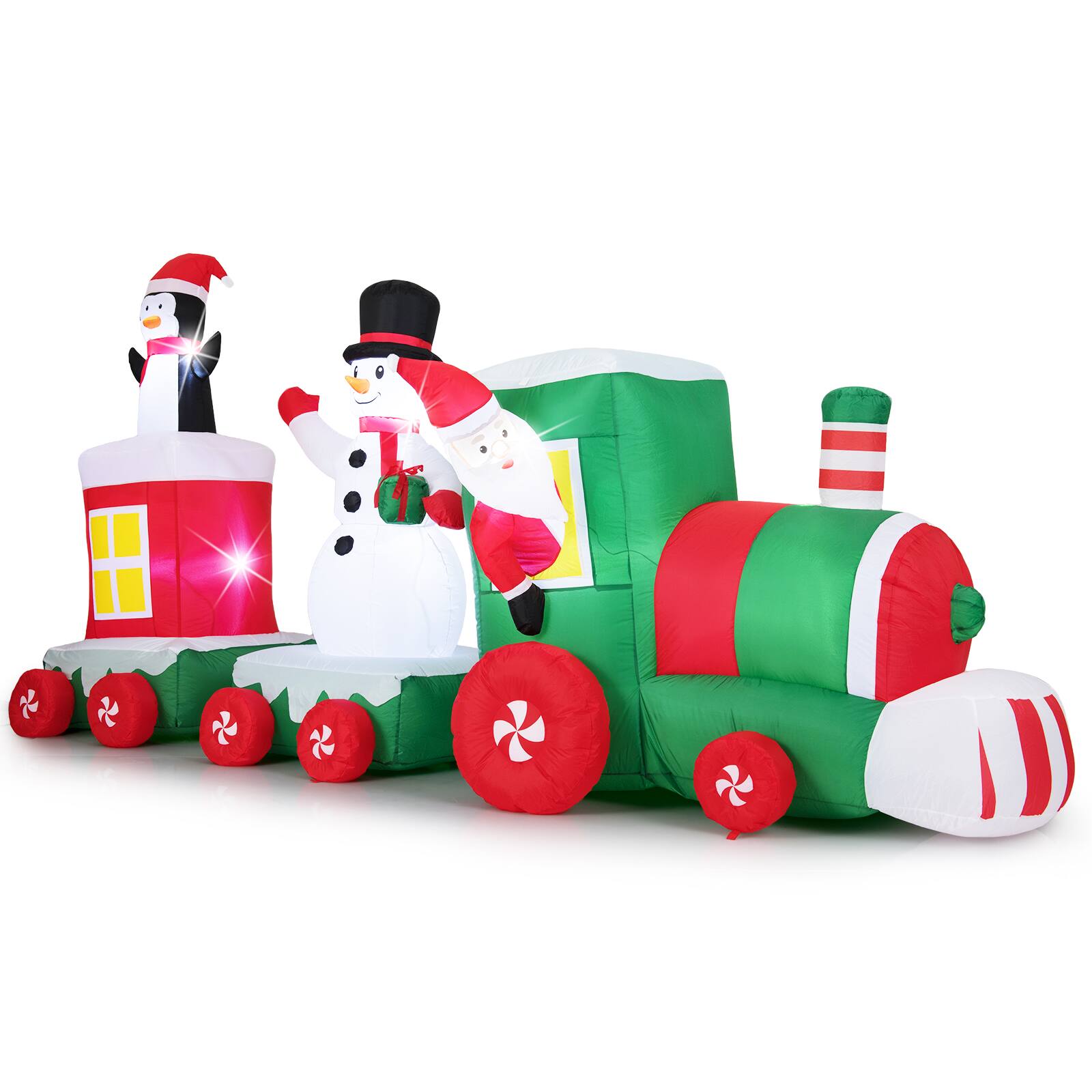 Alt View 6. Gymax - Gymax 11.5 Ft Outdoor Christmas Inflatable Train Blow up Xmas Train Decoration w/ Santa Multicolor - Multi-Color.