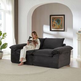 Kadyn - Oversized Modular Corduroy Sofa, Cloud Couch with Removable Cushions, DarkGray - Gray