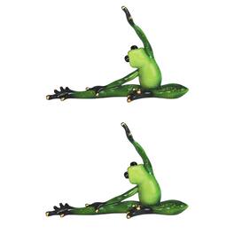 FC Design - 2-PC Frog Doing Yoga Head to Knee Pose 8"H Funny Animal Figurine Statue Office Desk Tabletop Home Decor Gift - Multi-Color