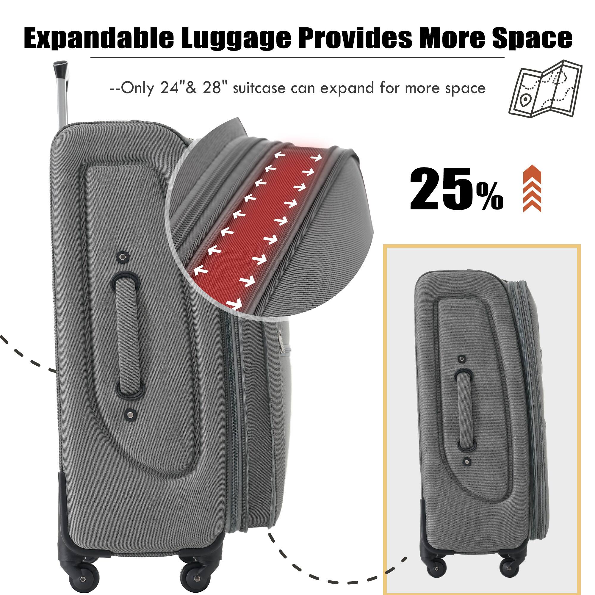 Expandable Luggage Provides More Space

--Only 24" & 28" suitcase can expand for more space

25%