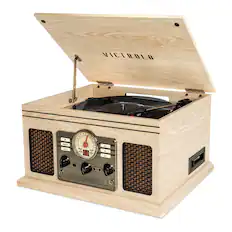 Front. Victrola - Quincy Wood Bluetooth Record Player - Natural.