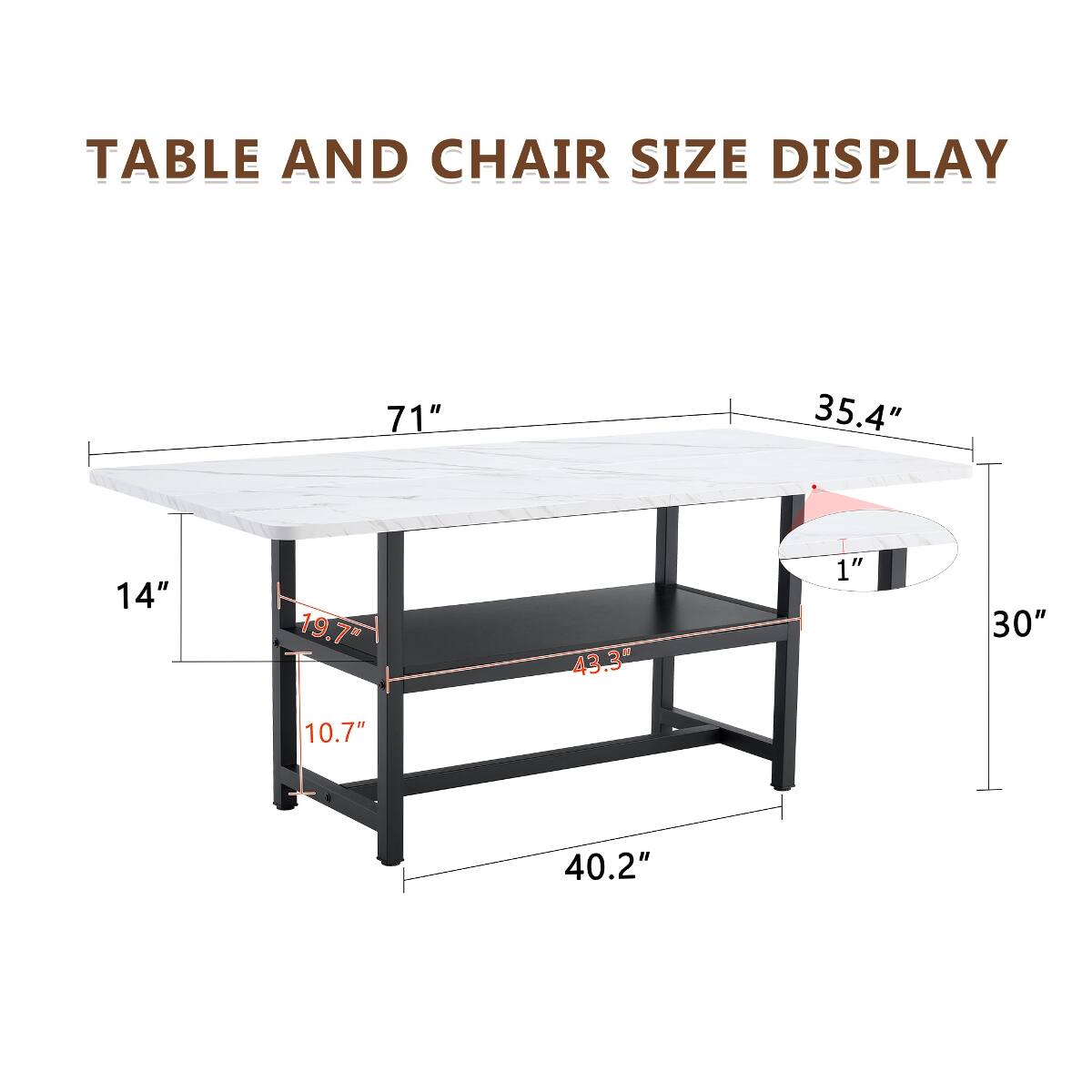 Loheer White MDF Dining Table With Storage Platform, 71 x 35.4 in White ...