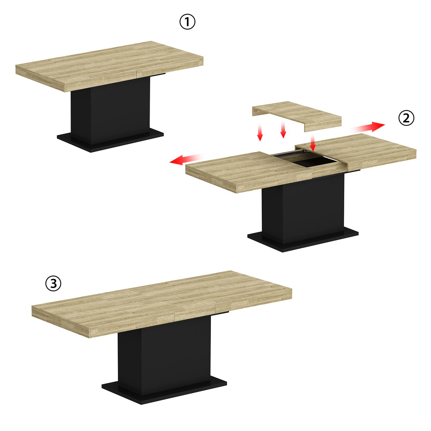 Alt View 5. FUFU&GAGA - FUFU&GAGA Expandable Conference Table - Office Meeting, Team Collaboration & Flexible Work Desk - Black & Wooden.