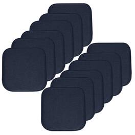 Sweet Home Collection - Charlotte Jacquard Memory Foam No Slip Back 16" x 16" Chair Pad Cushion, 12-Pack - Navy