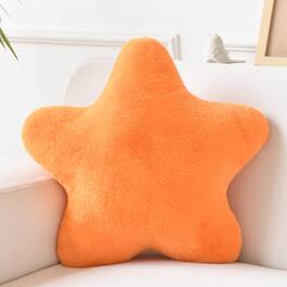 Paradigms Interiors - Star Pillow Decorative Throw Pillows For Bed Couch 15 Shaped Plush Floor Cushions Room Decor With Soft Faux - Orange-19.6" x 19.6"