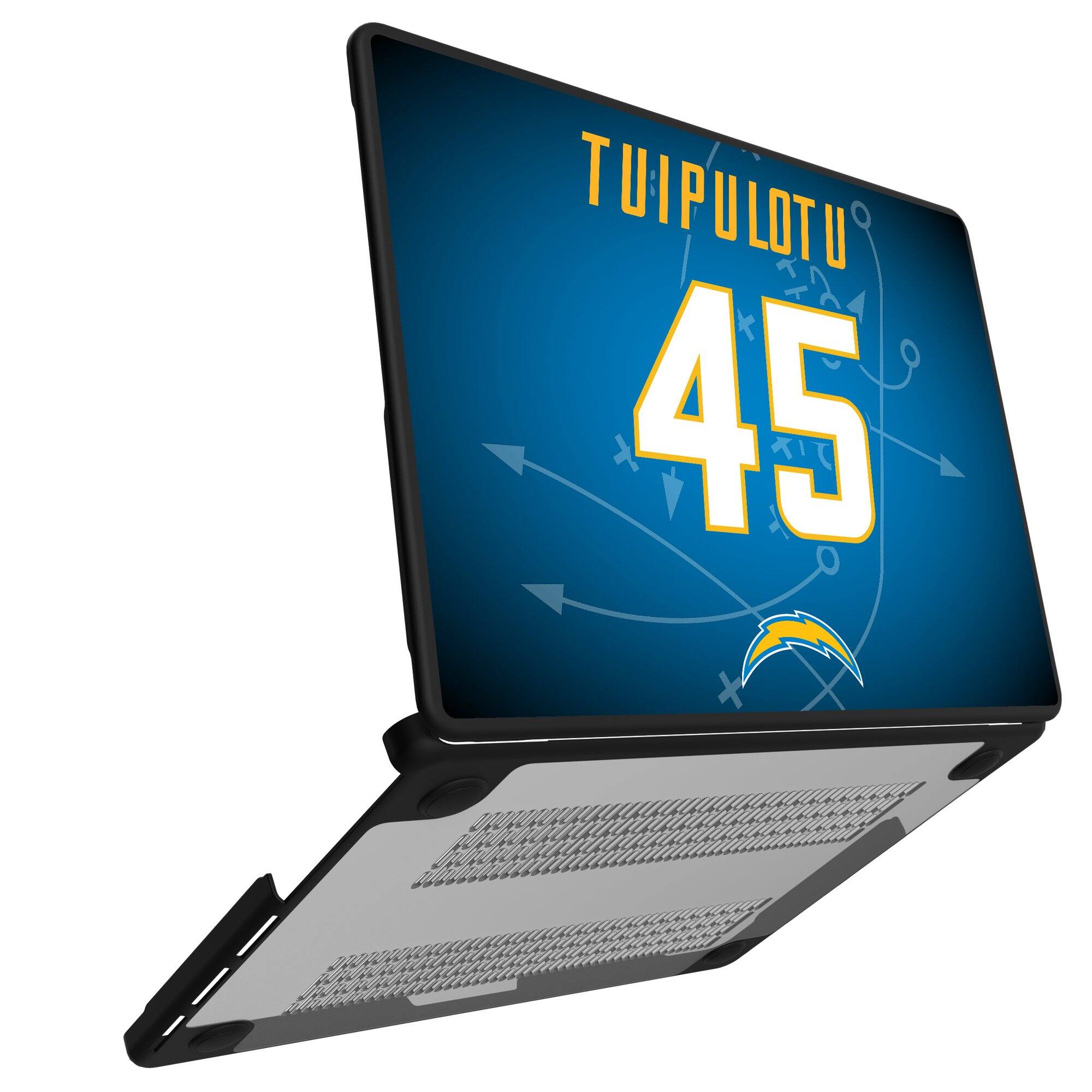 Alt View 1. Keyscaper - Tuli Tuipulotu Los Angeles Chargers MacBook Case - Air 13 in - Multicolor.