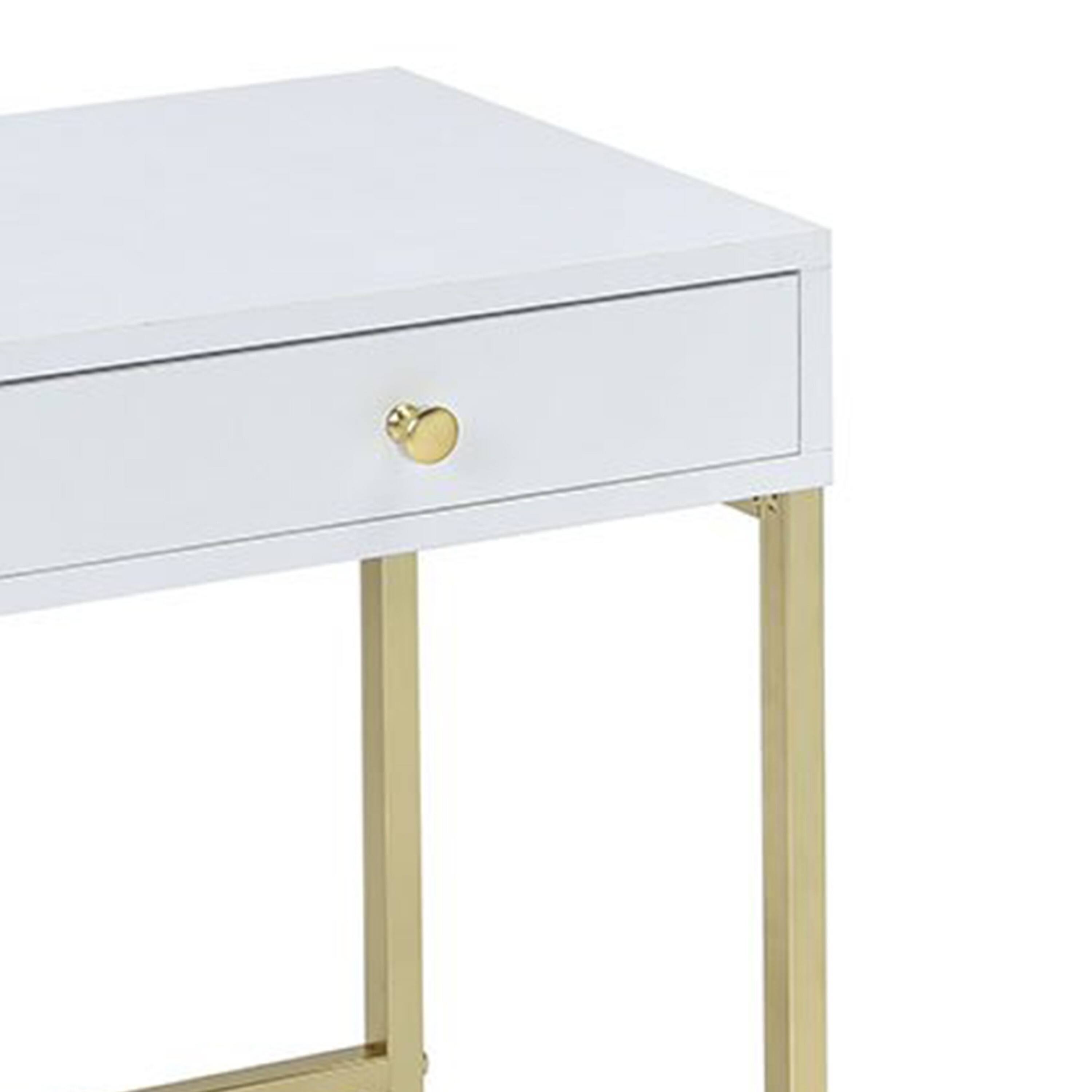 Alt View 3. Manhattan Lane - Astonishing Side Table - White&Gold.