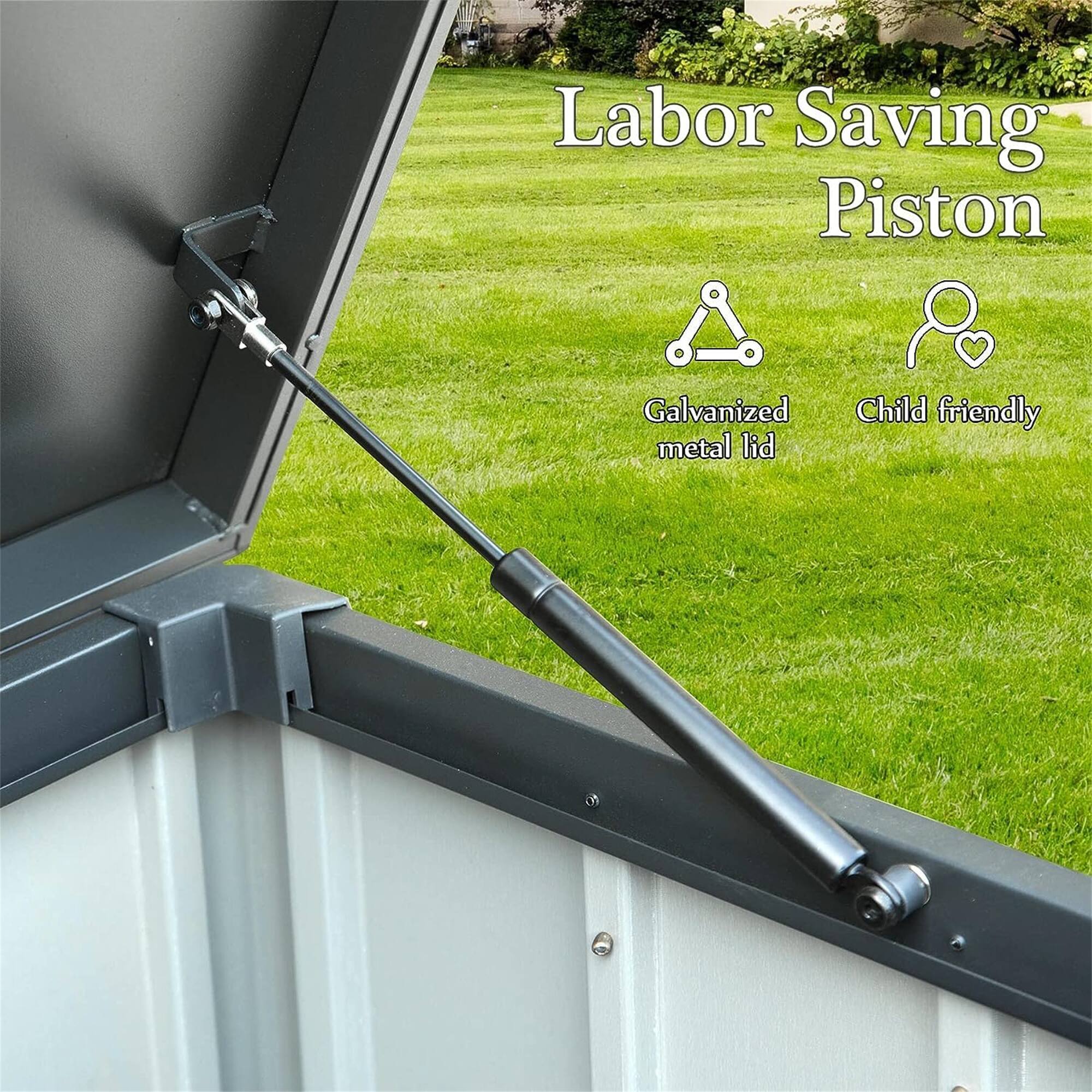 Labor Saving Piston

- Galvanized metal lid
- Child friendly