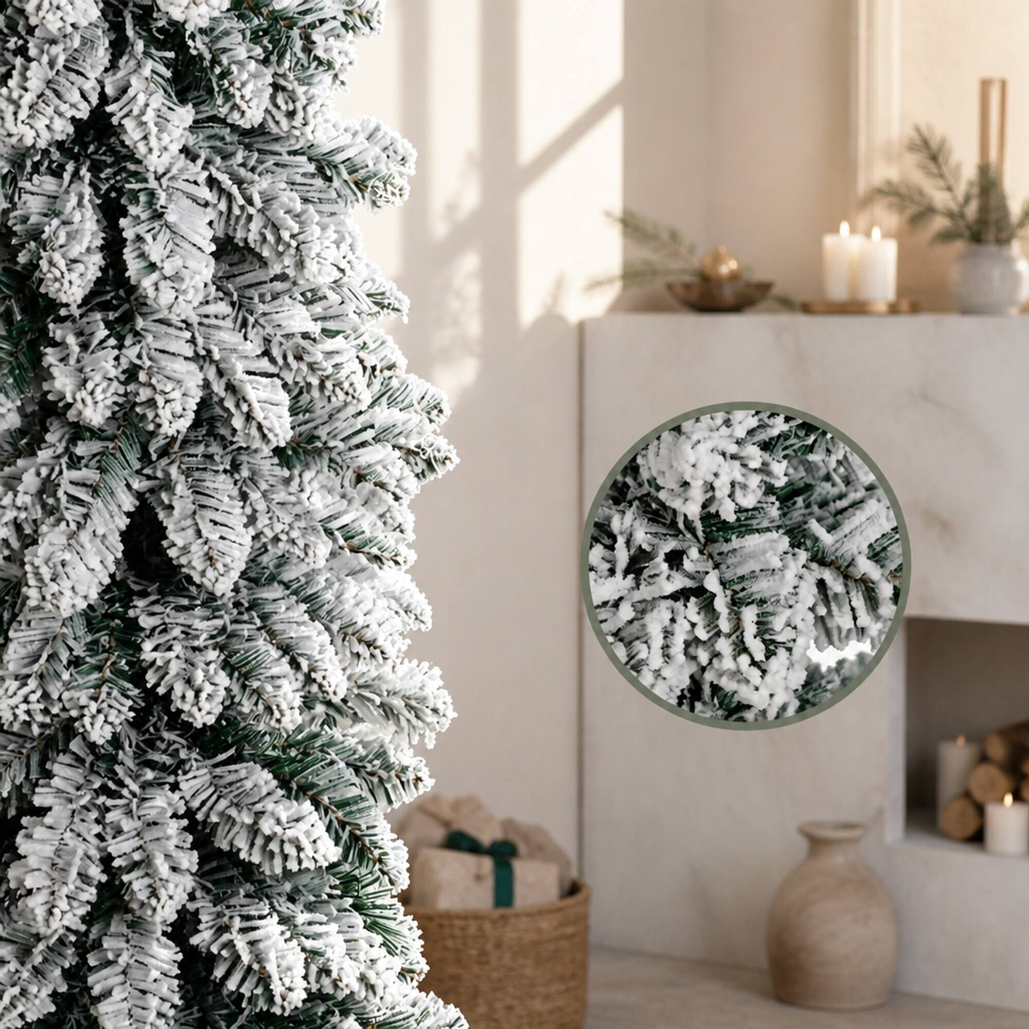 Alt View 6. RYHNUYNE - 5FT Unlit Flocked Slim Pencil Christmas Tree With 301 Realistic Snow Tips - Green.