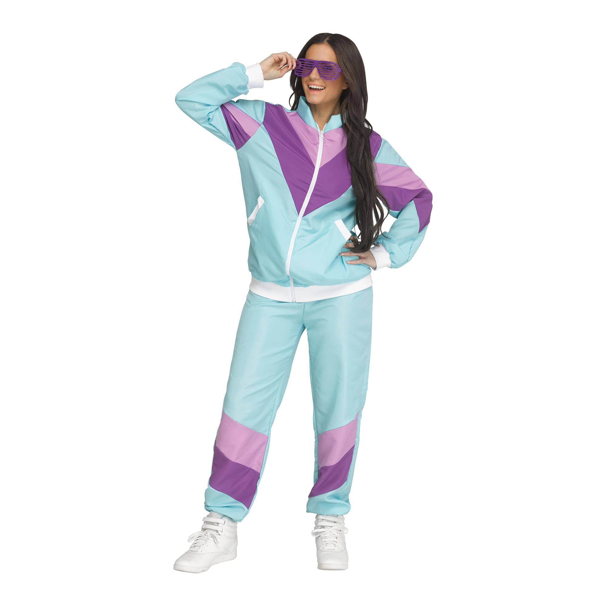 Alt View 1. Funworld - 80's Track Suit Adult Costume | S/M - Blue.