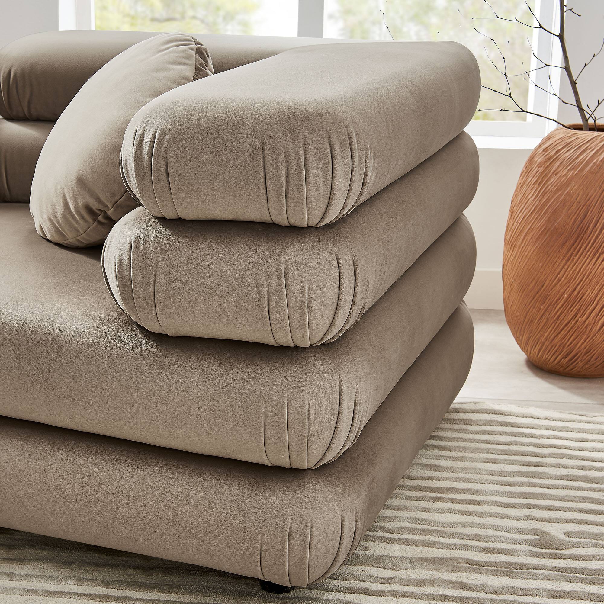 Alt View 9. Modway - Jubilee 3-Piece Modular Performance Velvet Sectional Sofa by Modway - Taupe.