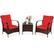 Front. Costway - 3 PCS Patio Wicker Rattan Furniture Set Coffee Table & 2 Rattan Chair W/Cushions - Red.