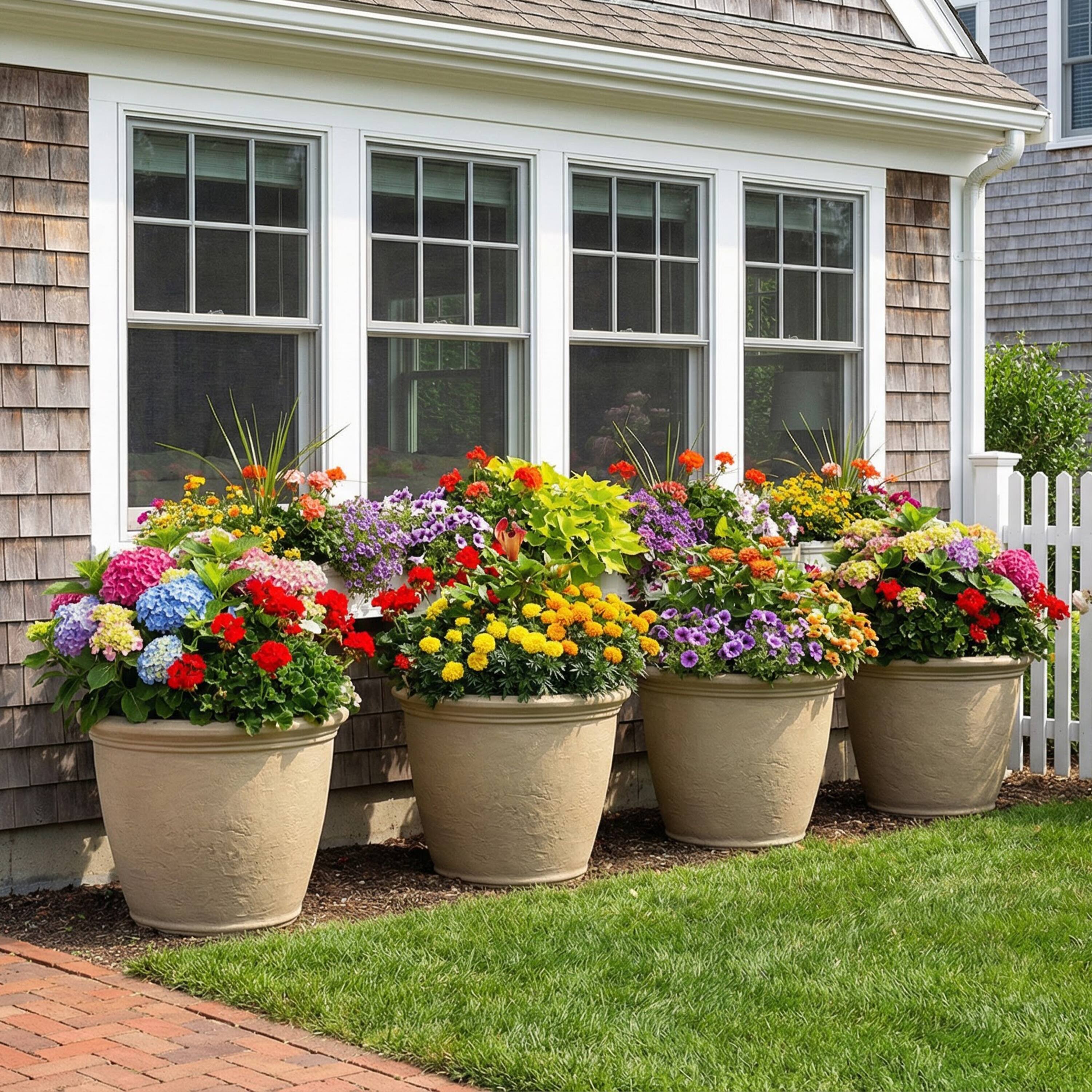 Alt View 8. Sunnydaze - 20 in Anjelica Dual-Wall Polyresin Planter - Set of 2 - Beige.