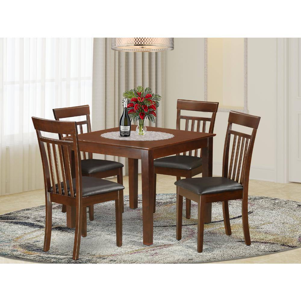 Back. East West Furniture - 5 PC Kitchen Table set with a Dining Table and 4 Kitchen Chairs in Mahogany - Mahogany.