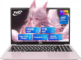NIMO - Refurbished Excellent - 15.6" FHD Student Laptop Intel 12th Gen N100 16GB RAM 1TB SSD Backlit Keyboard - Rose Gold