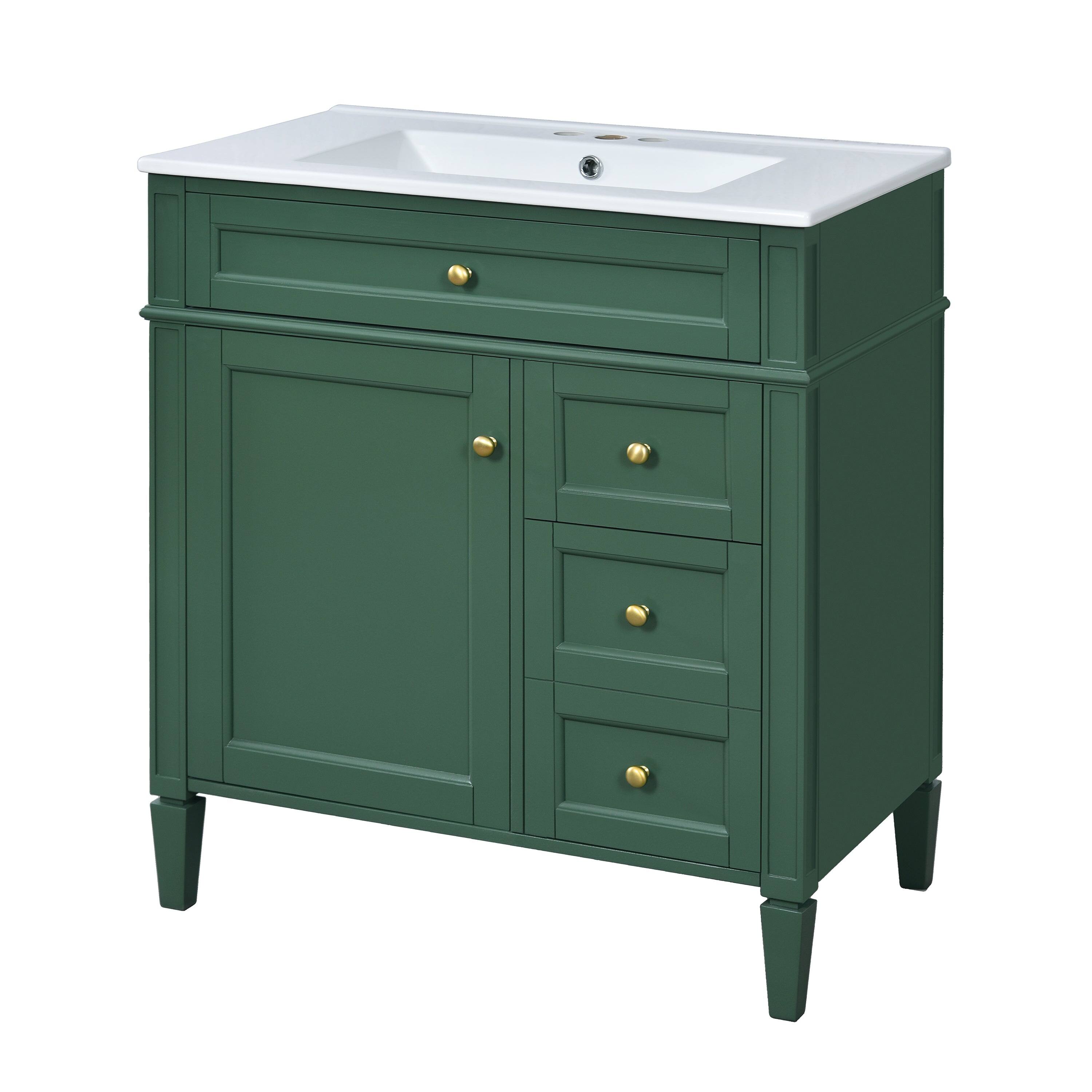 Alt View 9. Boyel Living - 30 Inch Green Bathroom Vanity with Sink Two Drawers Tip Out Drawer One Door - Green.