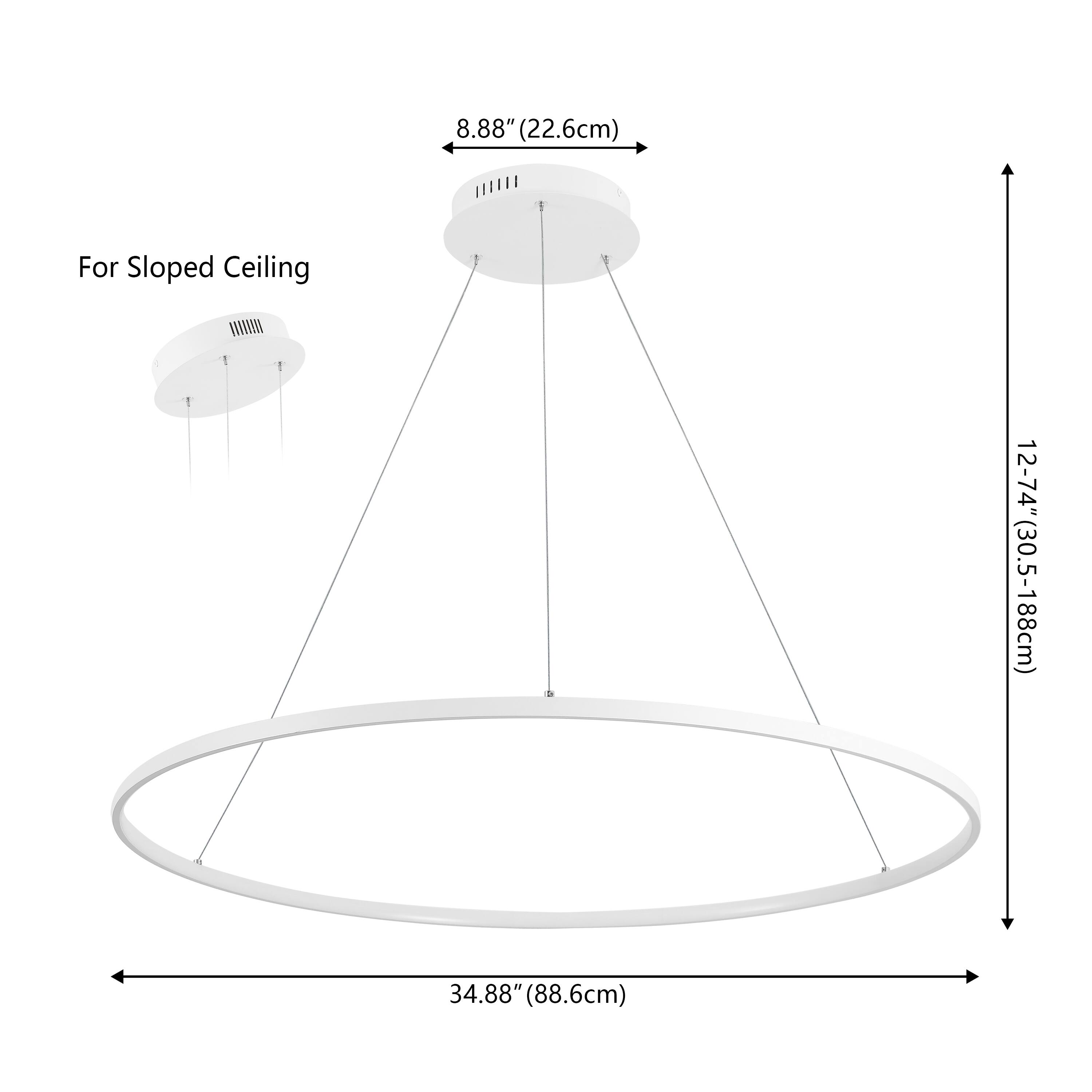 8.88" (22.6cm) For Sloped Ceiling  
12-74" (30.5-188cm)  
34.88" (88.6cm)
