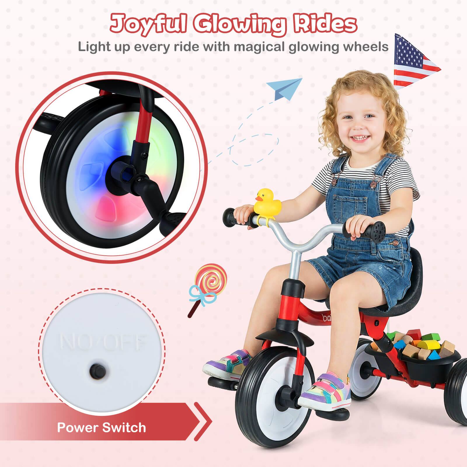 Joyful Glowing Rides  
Light up every ride with magical glowing wheels  

NO/OFF  
Power Switch