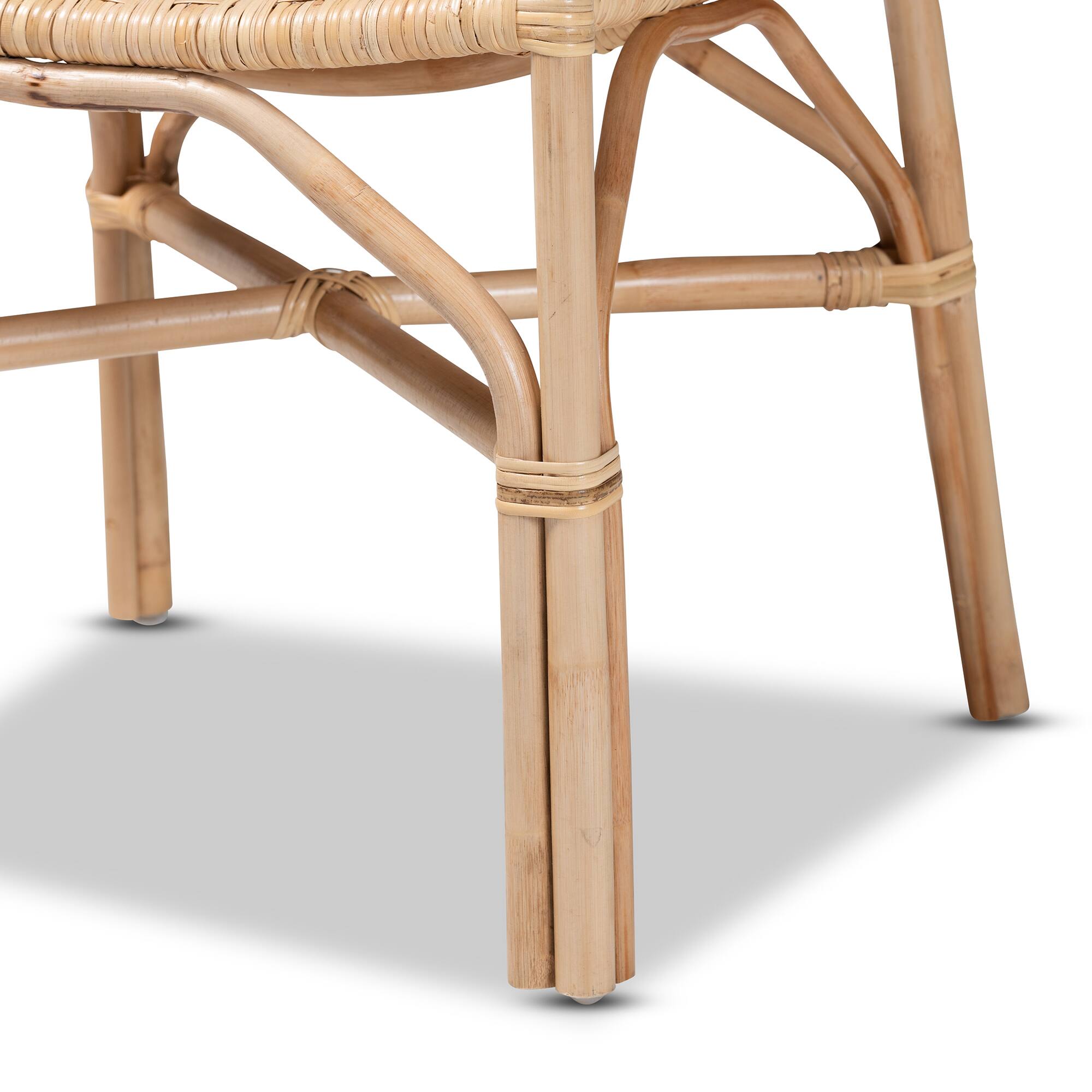 Alt View 2. bali & pari - Damani Modern Bohemian Finished Rattan Dining Chair - Natural Brown.