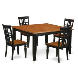 East West Furniture - 5 Pc Dining room set with a Dining Table and 4 Kitchen Chairs in Black and Cherry - Black & Cherry