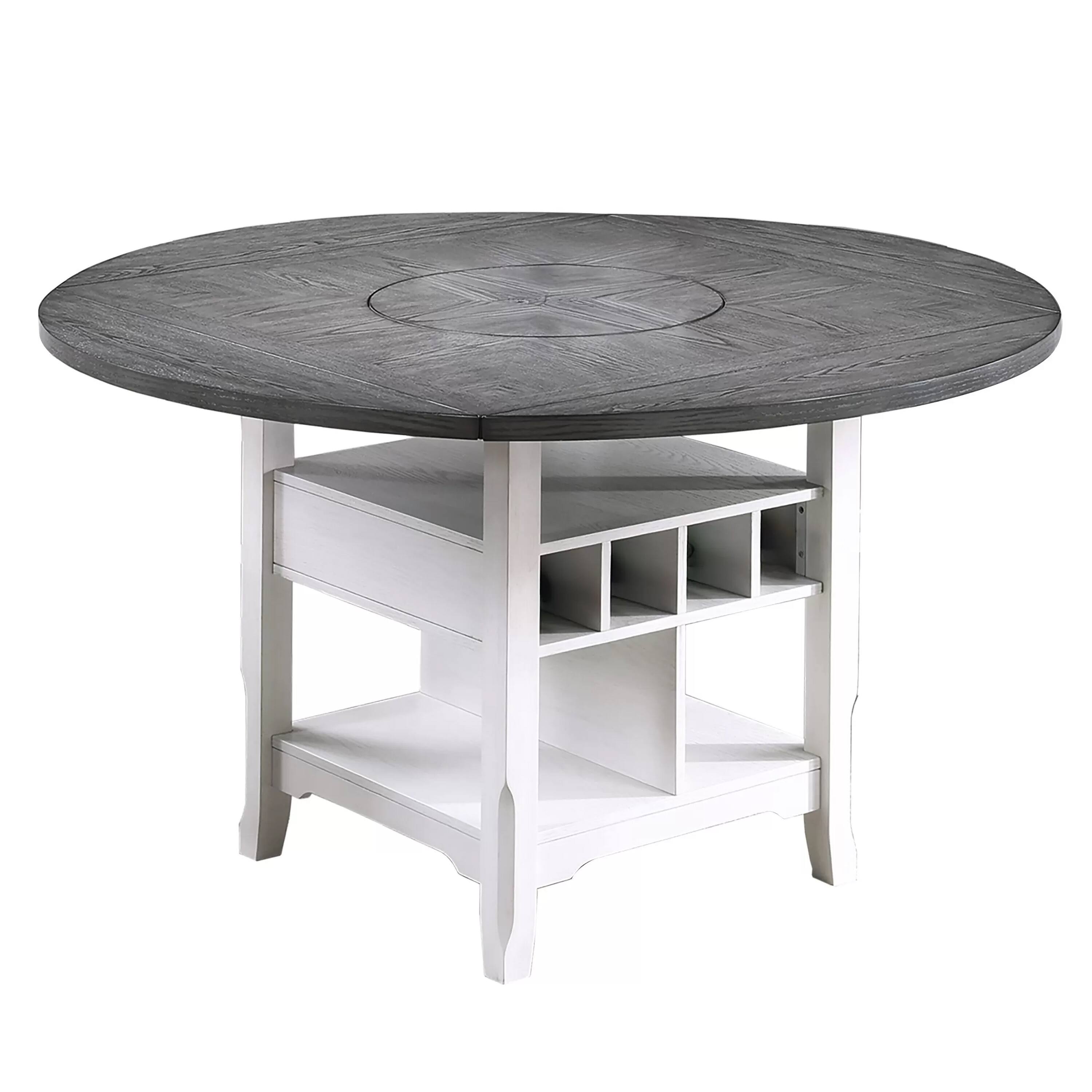 Front. Manhattan Lane - Vora Counter Height Storage Table, 4 Leaves, Antique White, 42-60 Inch - Gray, Antique White.