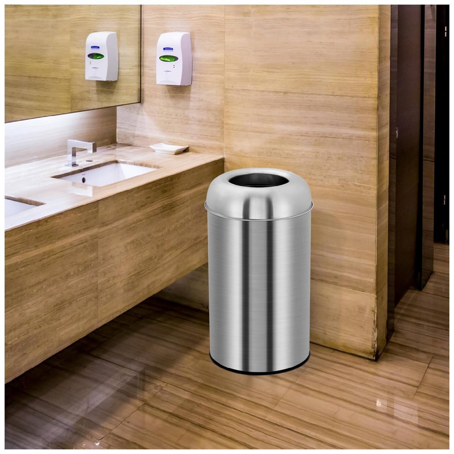 Alt View 1. GARVEE - 18.5 Gallon Heavy-Duty Kitchen Trash Can, Brushed Stainless Steel Waste Bin - Silver.