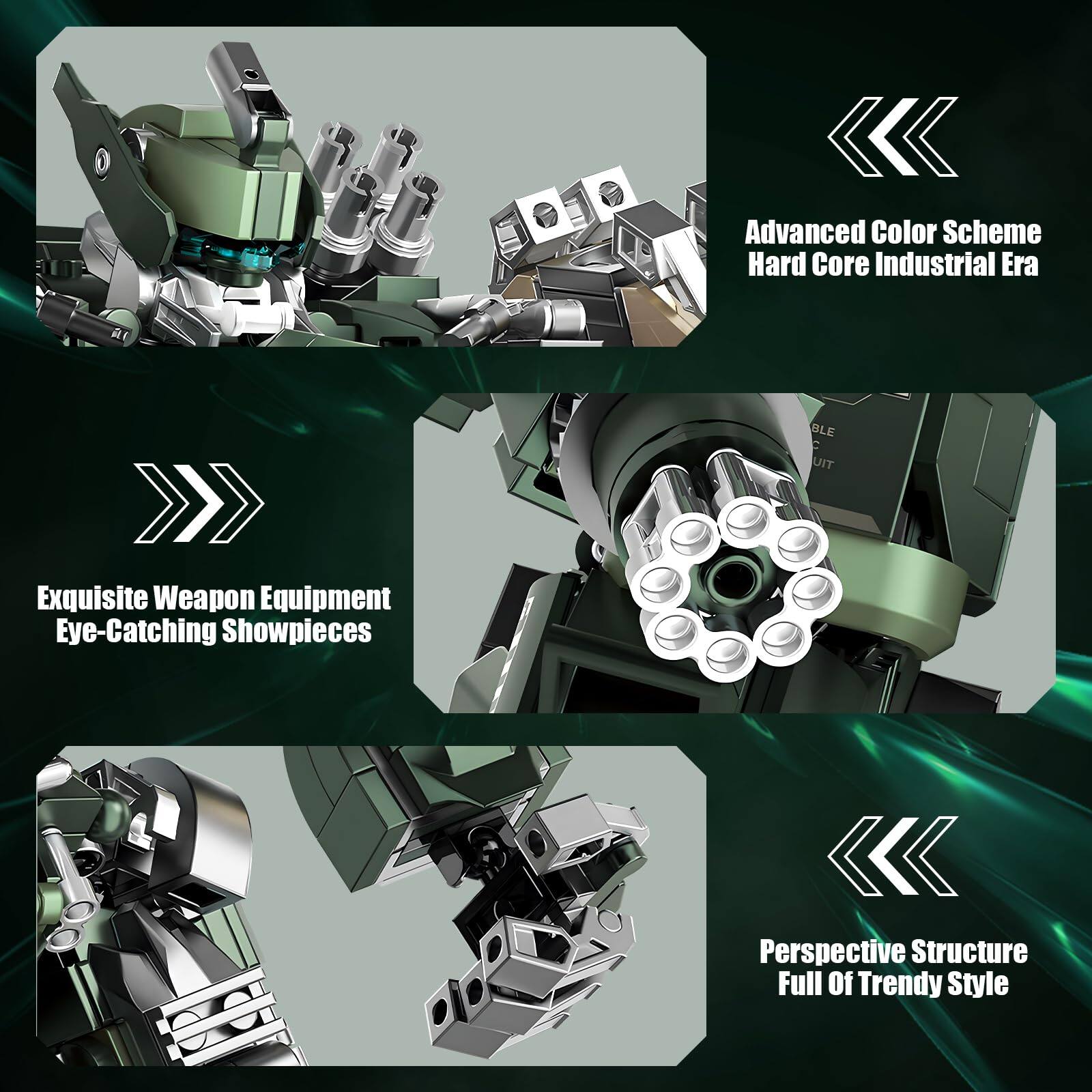 Advanced Color Scheme  
Hard Core Industrial Era  

Exquisite Weapon Equipment  
Eye-Catching Showpieces  

Perspective Structure  
Full Of Trendy Style