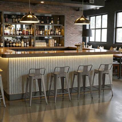 Front. Hivvago - 24 Inch Cafe Chairs with Removable Back and Non-Slip Rubber Feet - Set of 4 - Gun.