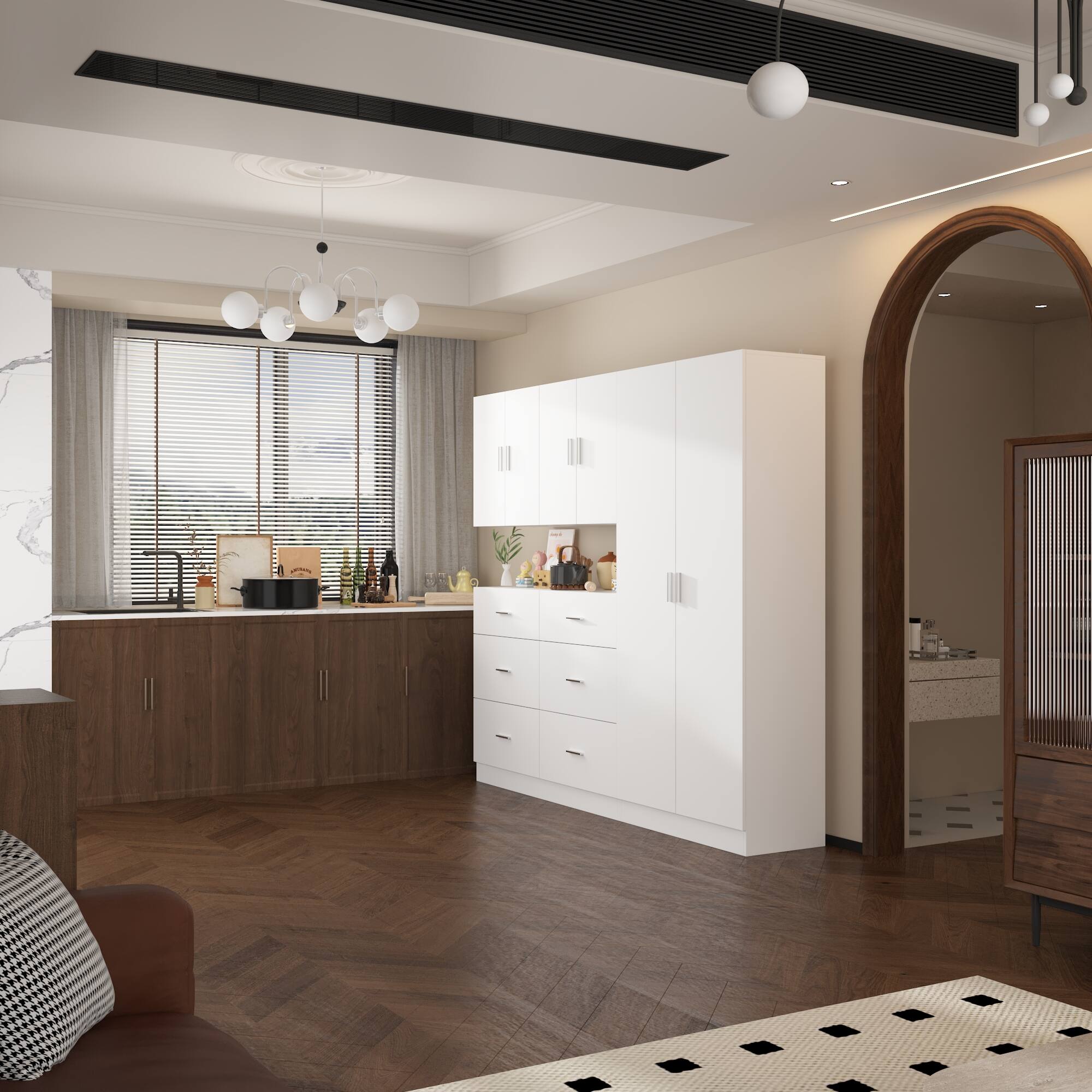 Alt View 8. FUFU&GAGA - Large Modular Kitchen Storage Cabinet Buffet Hutch with Drawers Shelves and Adjustable Combination Design for Home - White.