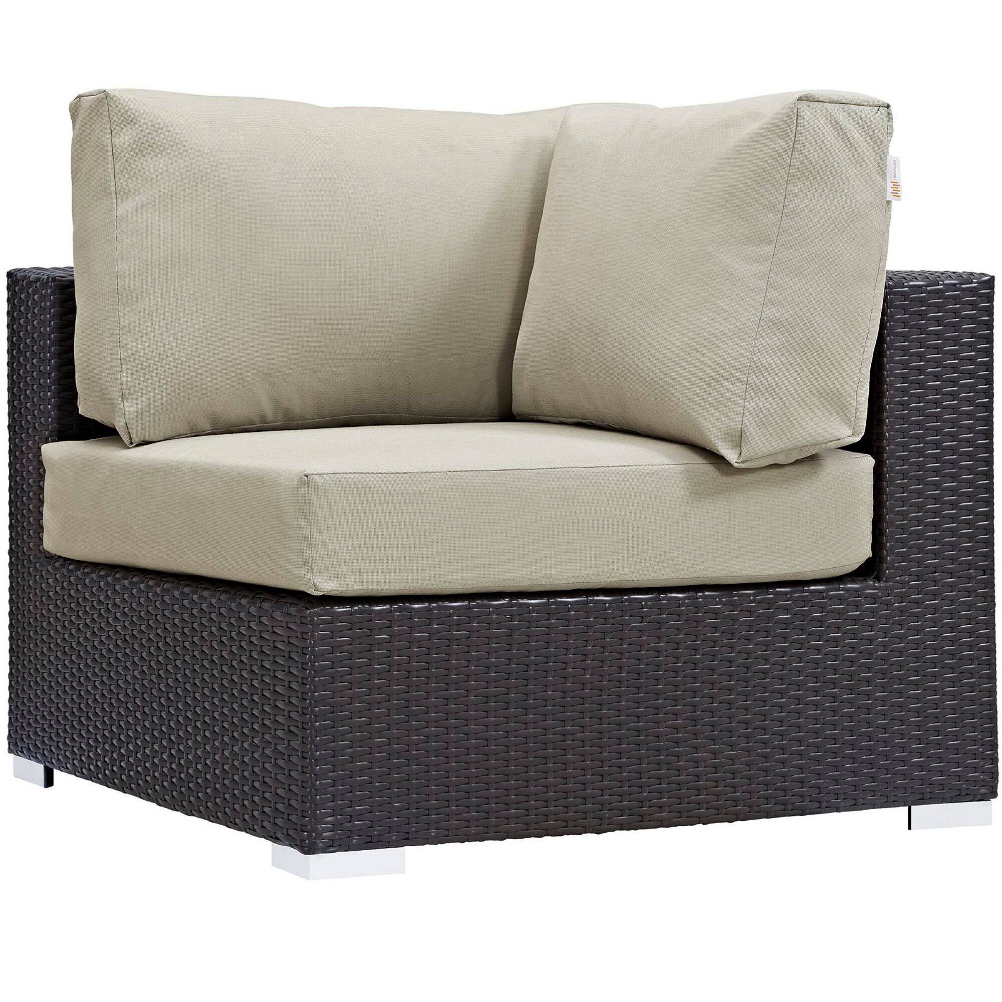Alt View 1. Modway - Convene 8-Piece Outdoor Patio Sectional Set - Cushioned Modular Seating with Armrests - Espresso Beige.