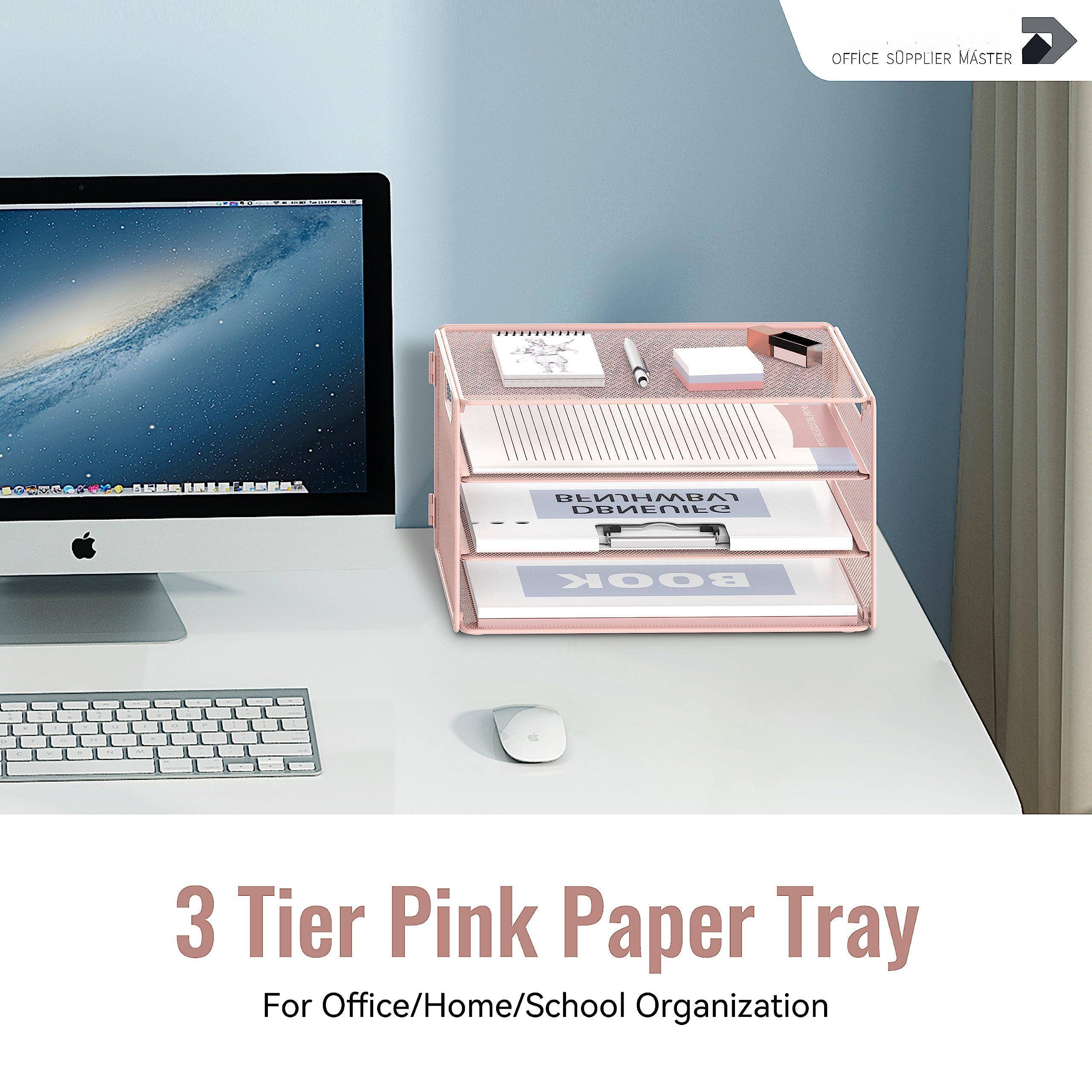 Dapper Styles 3 Tier Letter Tray Paper Organizer With Handle Mesh Desk ...