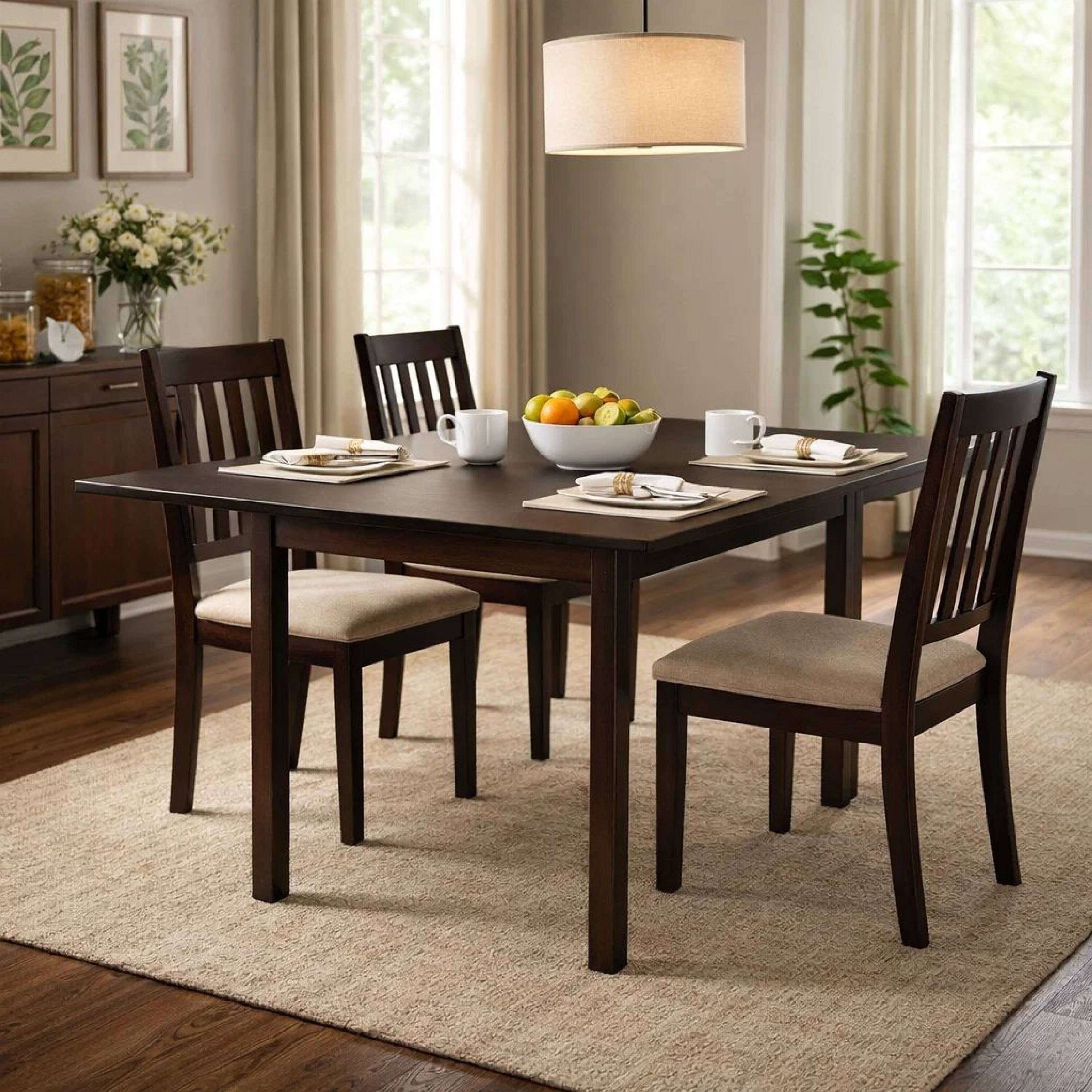 Alt View 3. Manhattan Lane - 52 Inch Drop Leaf Dining Table, Block Legs, Wood - Brown.
