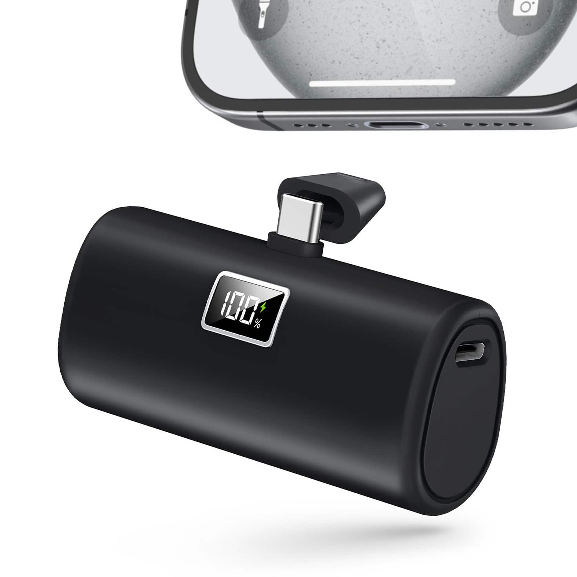 Trigiz - 20W Fast Charging 6000mAh Power Bank, USB-C Mini Portable Charger for iPhone 15/16/17/Samsung/Huawei/Android - Black