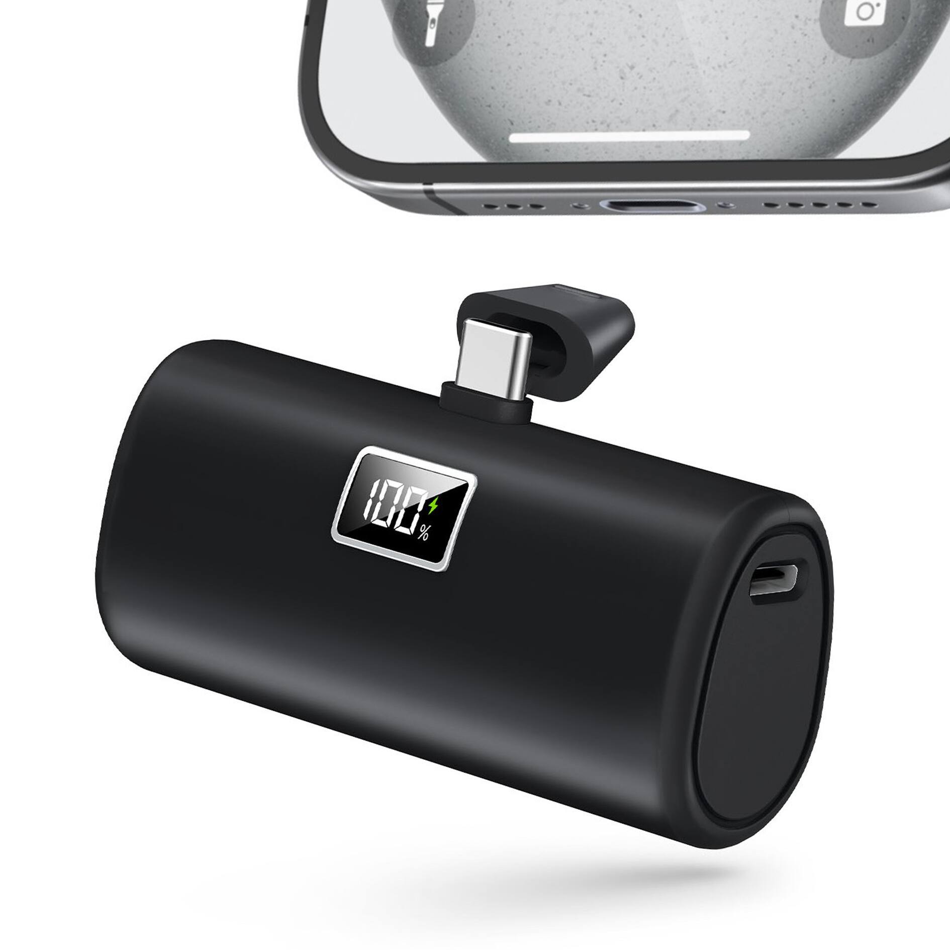 Front. Trigiz - 20W Fast Charging 6000mAh Power Bank, USB-C Mini Portable Charger for iPhone 15/16/17/Samsung/Huawei/Android - Black.